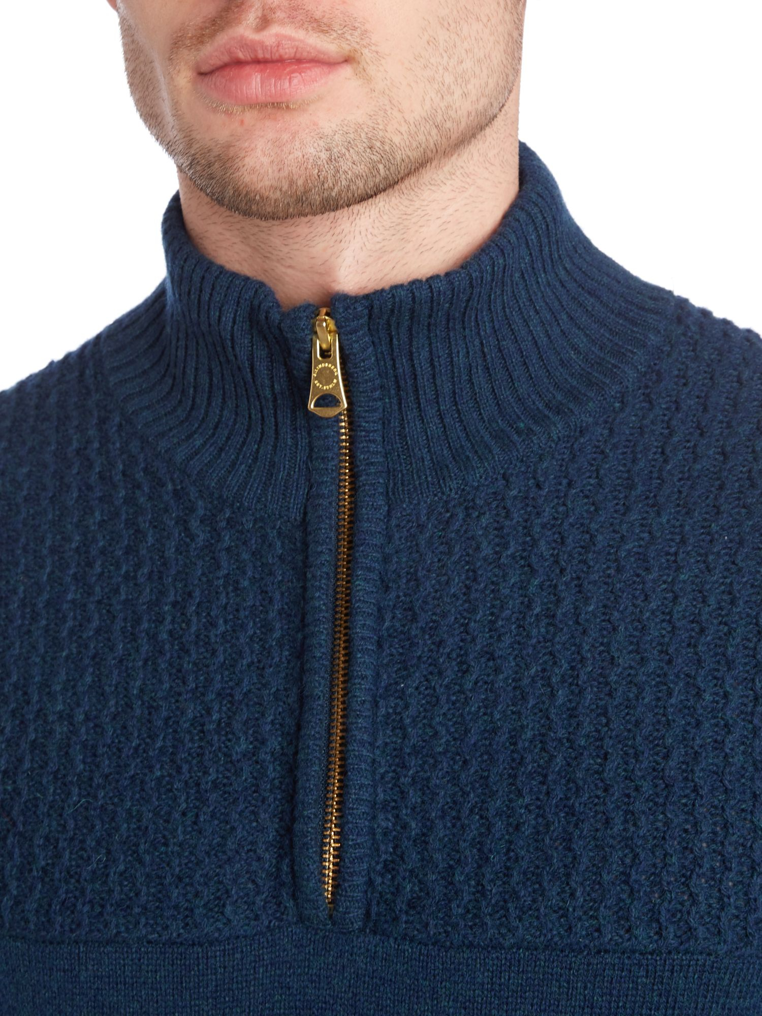 J. Lindeberg Half Zip Up Funnel Neck Sweater in Blue for Men (Petrol ...