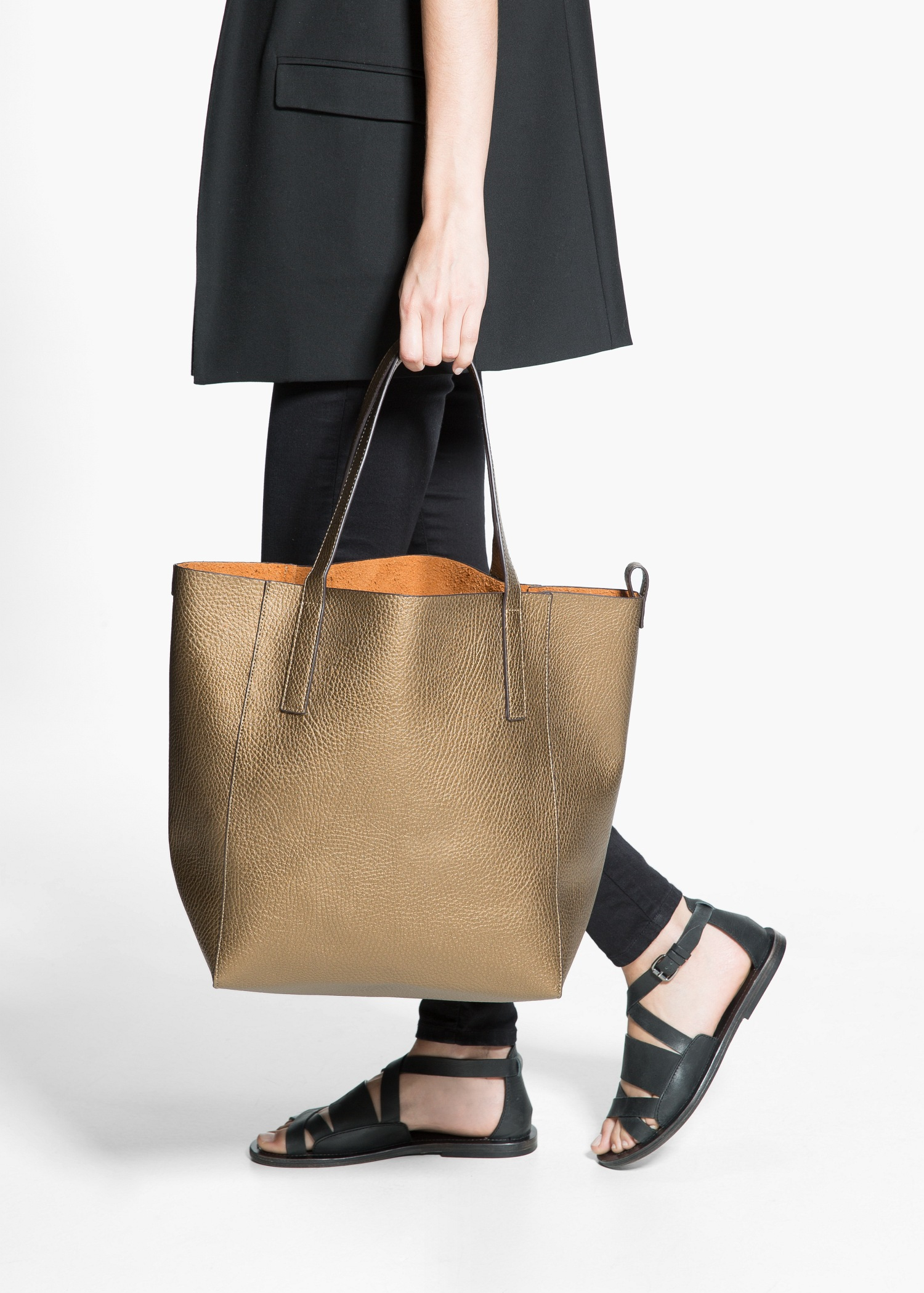 Mango Faux-Leather Shopper Bag in Metallic | Lyst