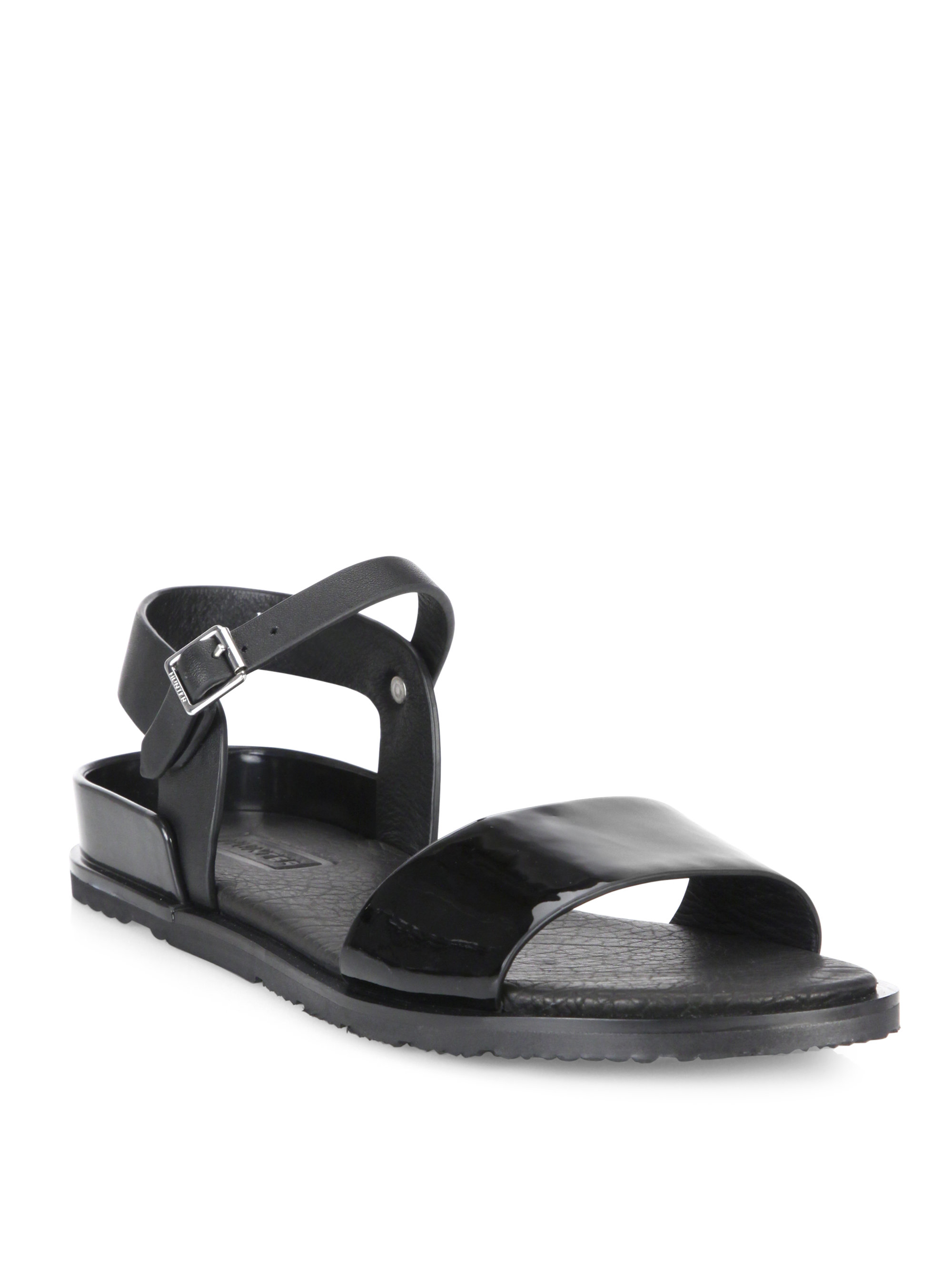 HUNTER Patent  Leather Rubber Ankle strap Sandals  in 