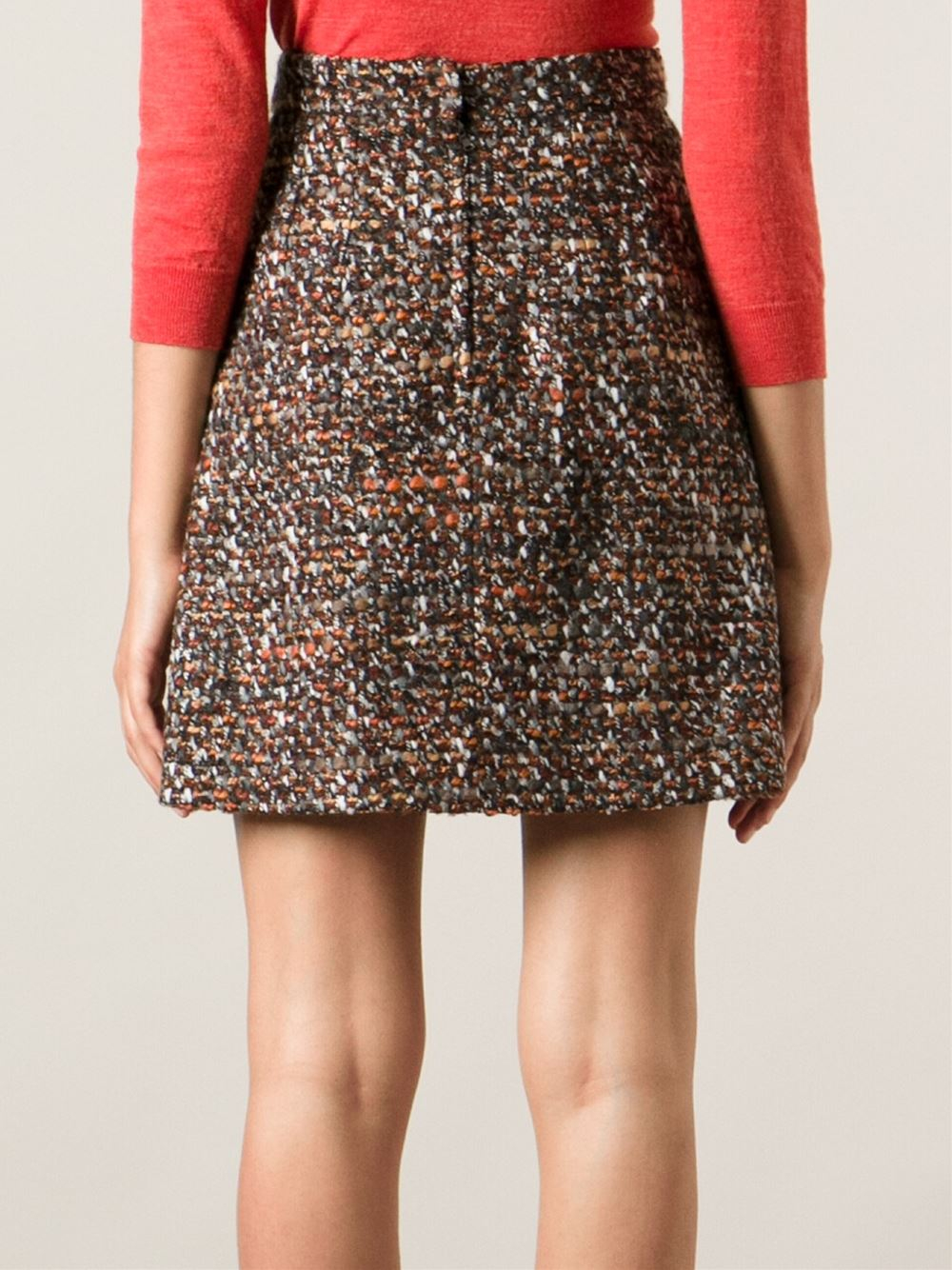 Lyst Dolce & Gabbana Multi Bouclé Tweed Skirt in Brown