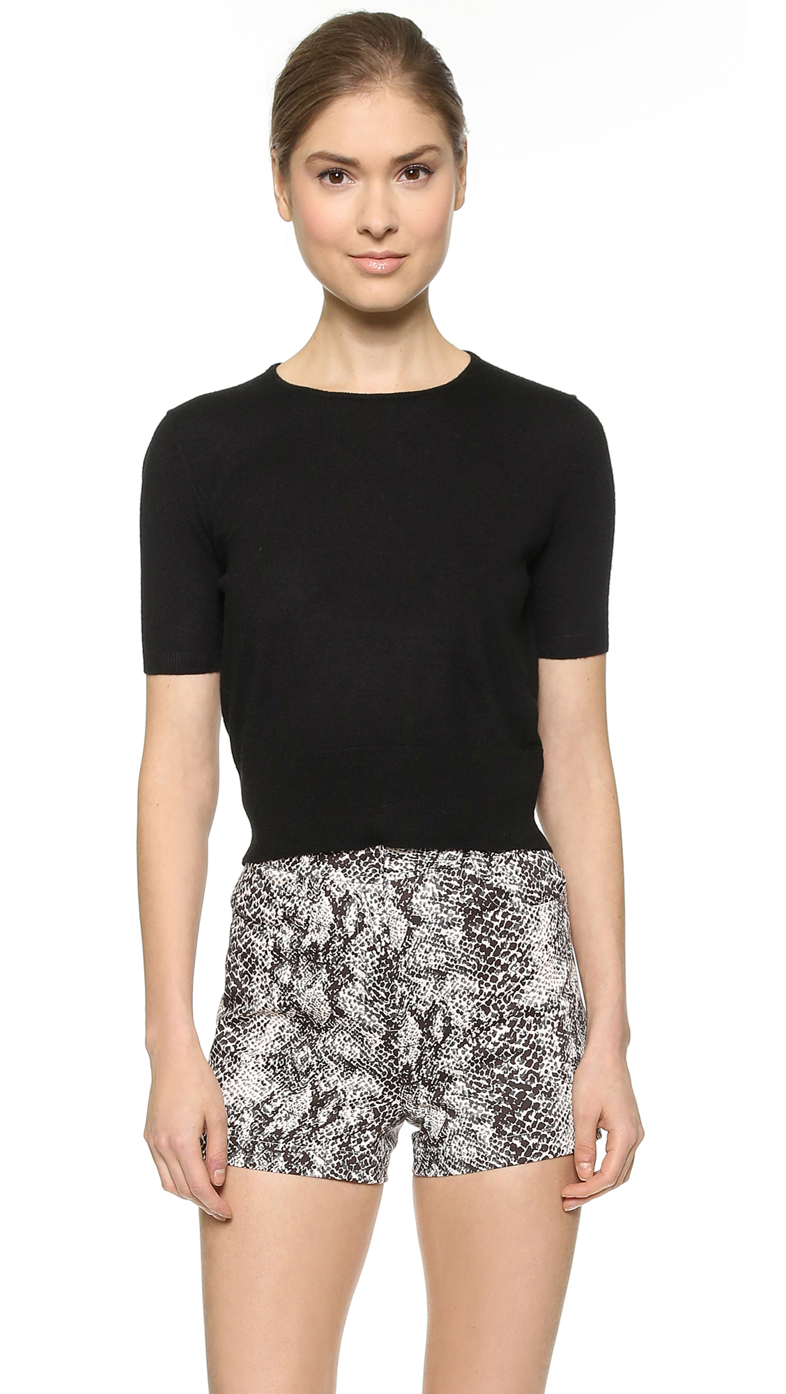 Lyst - Tamara Mellon Short Sleeve Cashmere Sweater - Black in Black