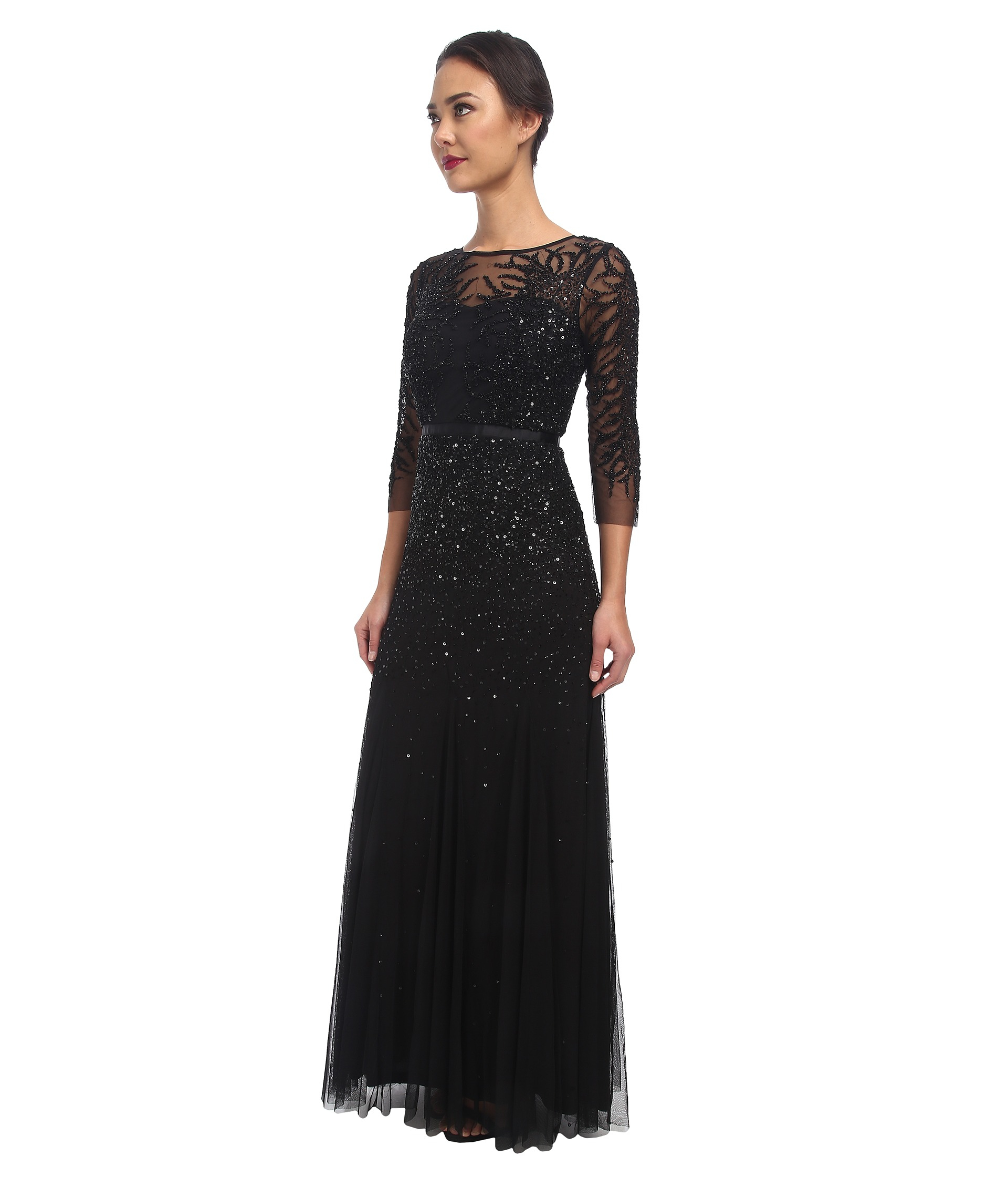adrianna papell black and white gown