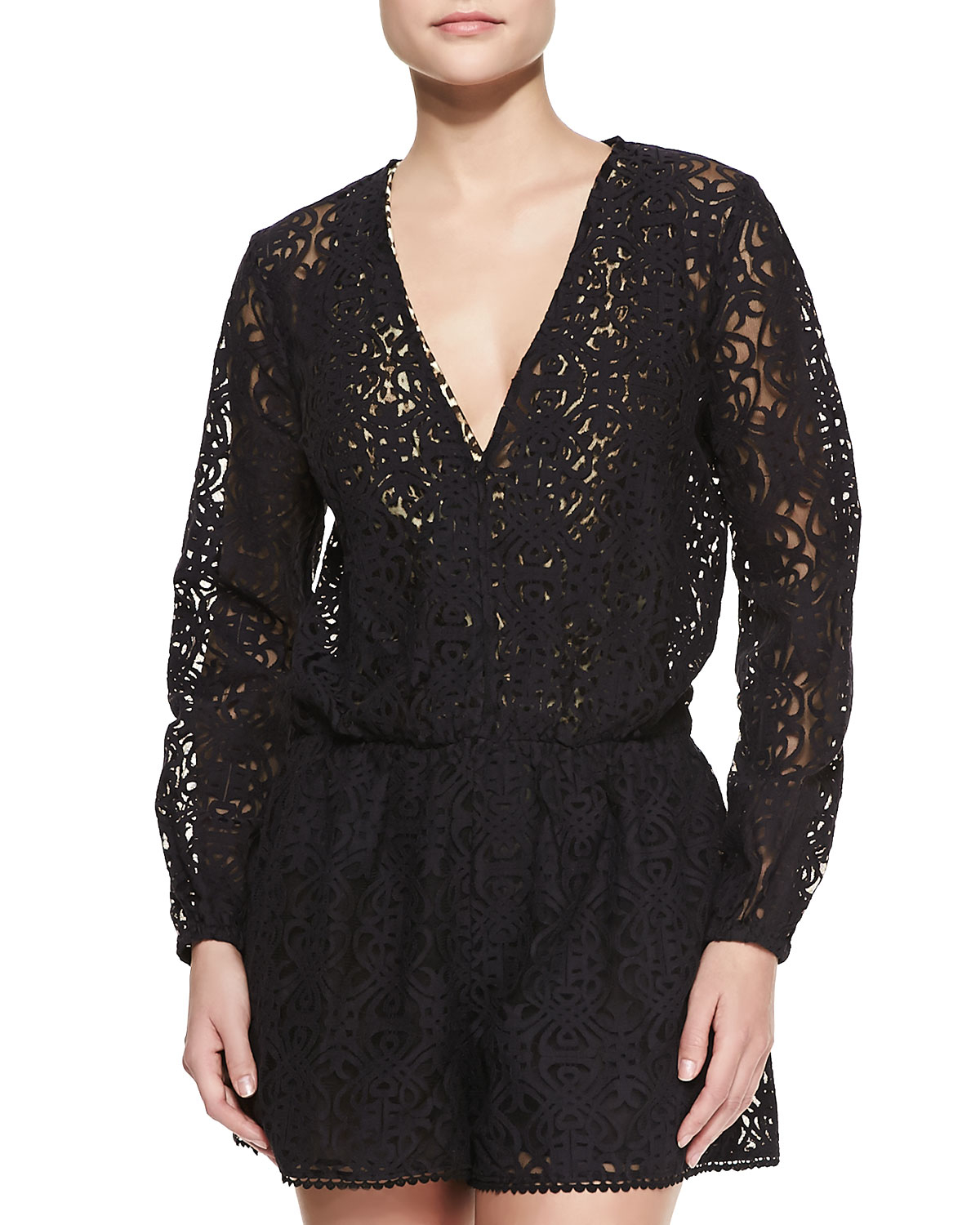 Lyst - Zimmermann Mesh Scout Playsuit Coverup in Black