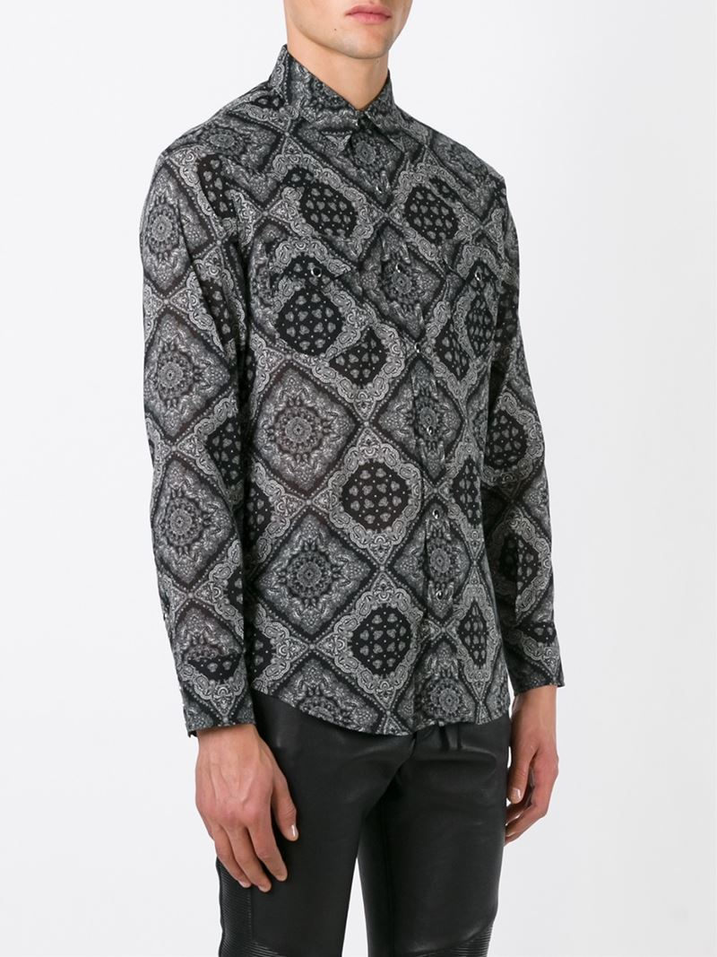 Saint Laurent Bandana Print Shirt in Black for Men - Lyst