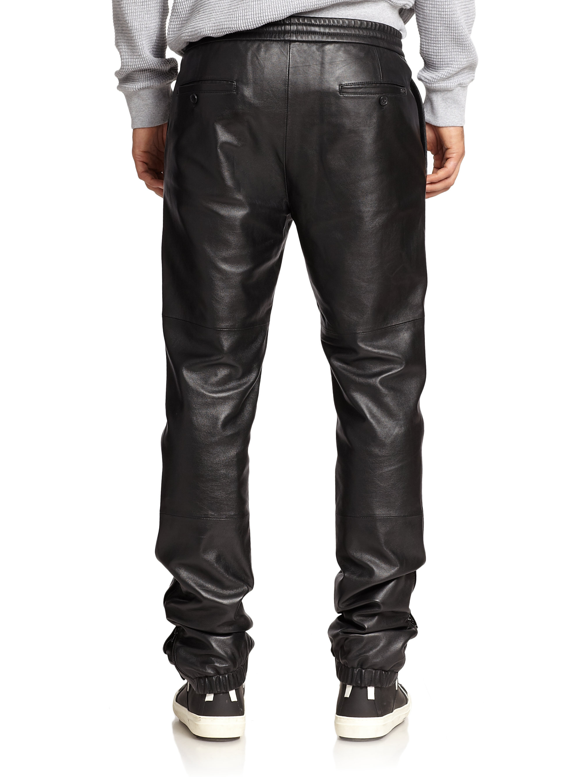 Lyst - Michael Kors Leather Track Pants in Black for Men