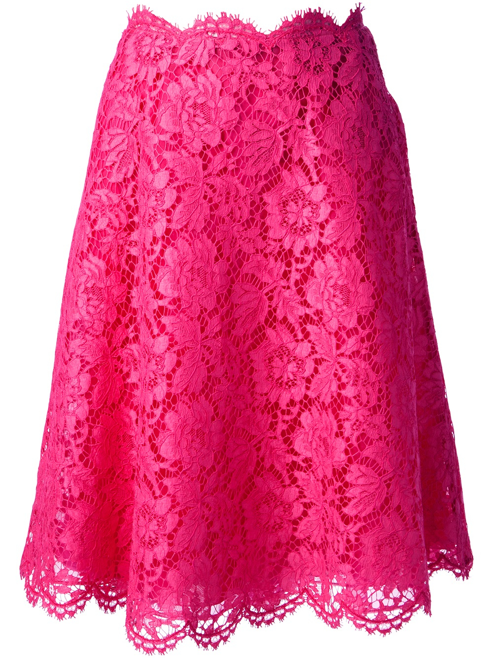 Lyst - Valentino Floral Lace Aline Skirt in Pink