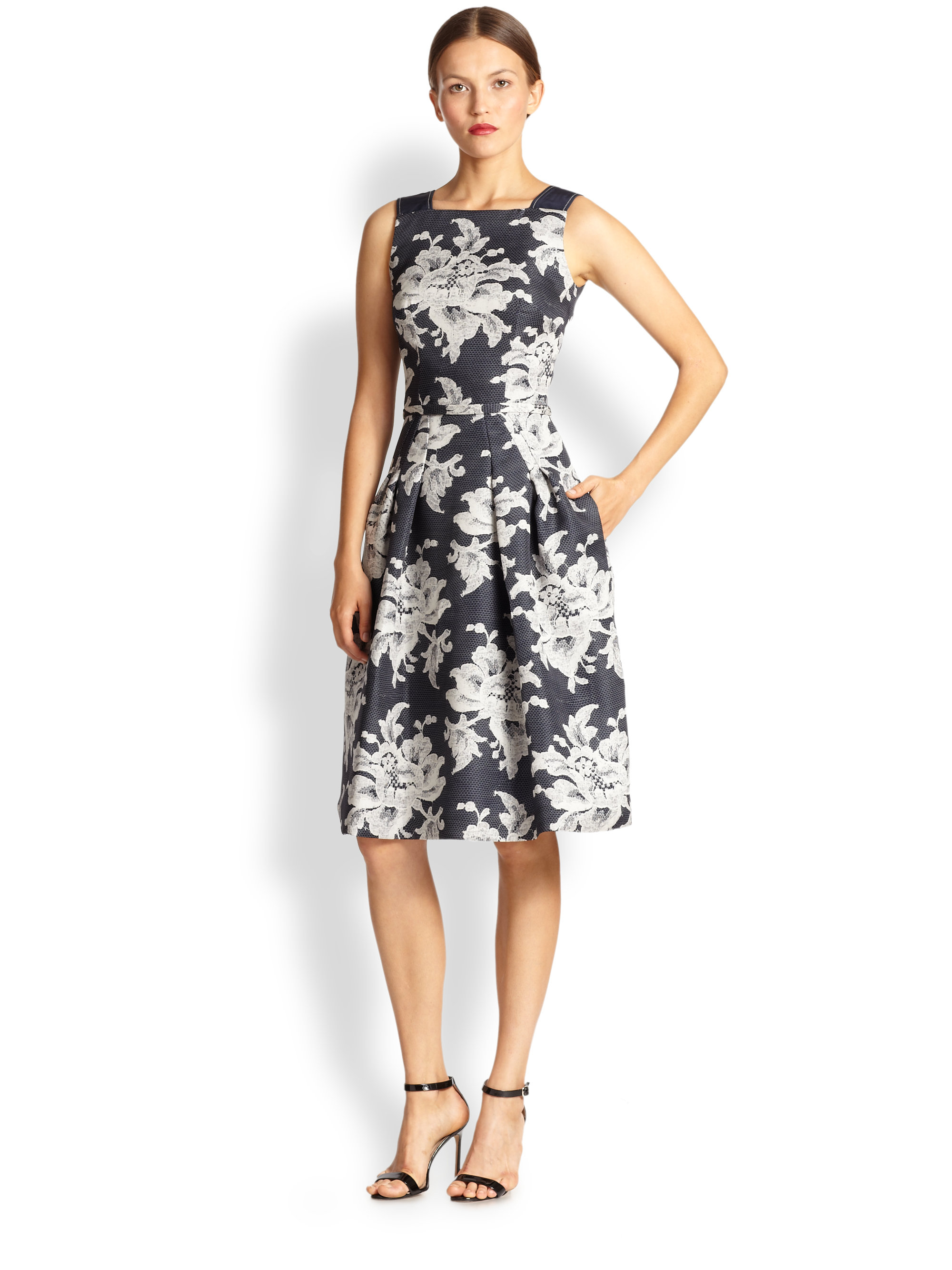 Lyst - Carolina Herrera Lace-Print Silk Gazar Dress