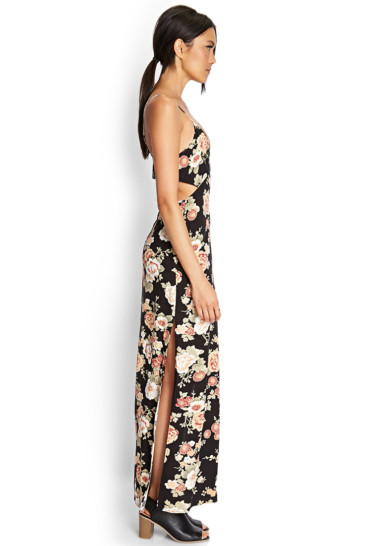 Lyst - Forever 21 Cutout Floral Maxi Dress