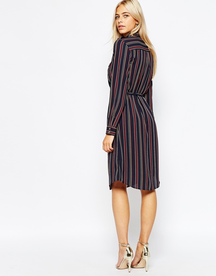 Lyst Oasis  Belted  Stripe Shirt  Dress  in Purple