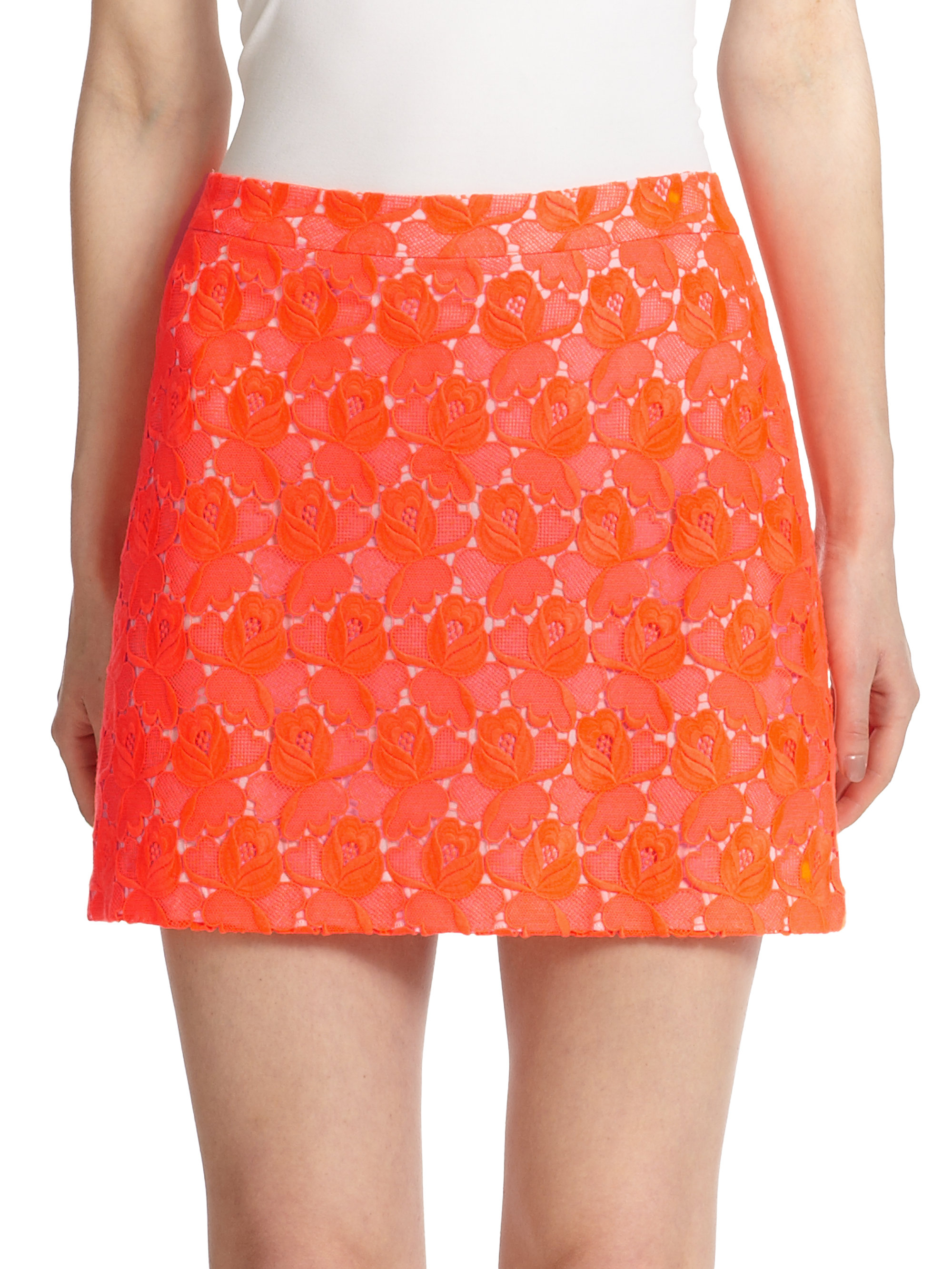 Lyst A.l.c. Merrill Florallace Mini Skirt in Orange