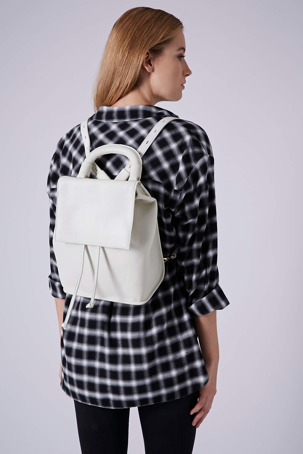 Topshop Premium Clean Leather Backpack in White | Lyst