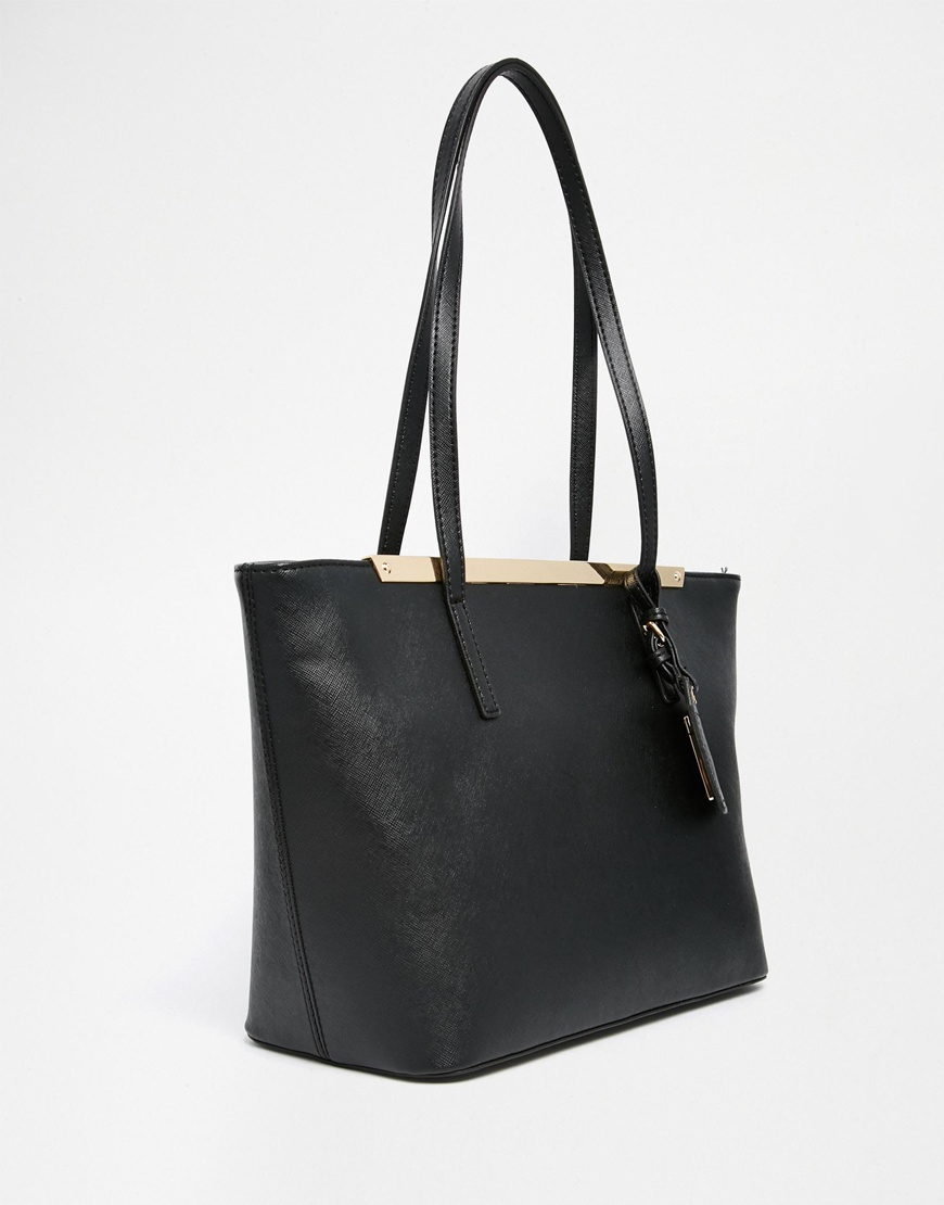 ALDO Mini Tote Bag With Metal Bar - Black in Black - Lyst
