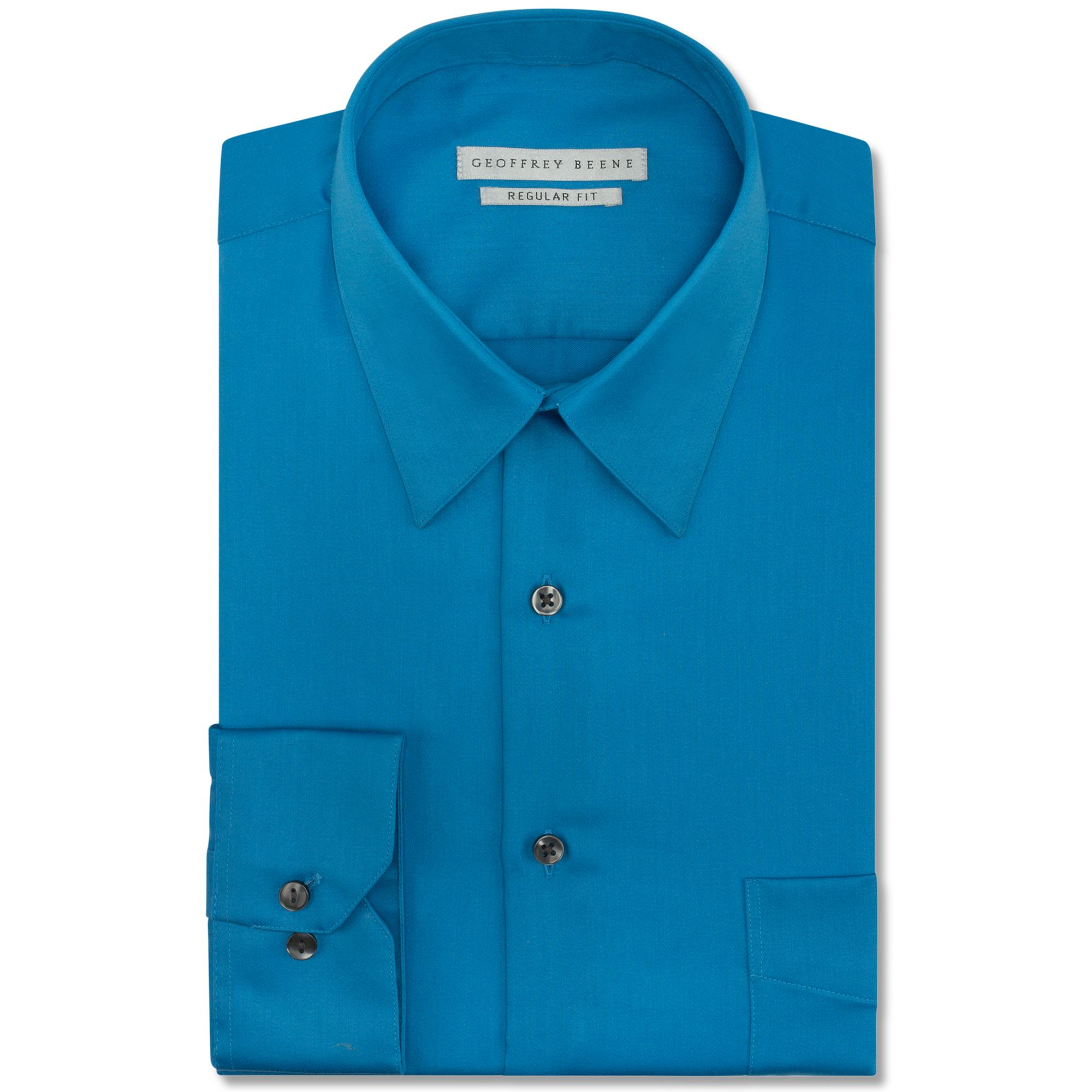 Geoffrey Beene Sateen Solid Dress Shirt in Blue for Men (Clear Water ...