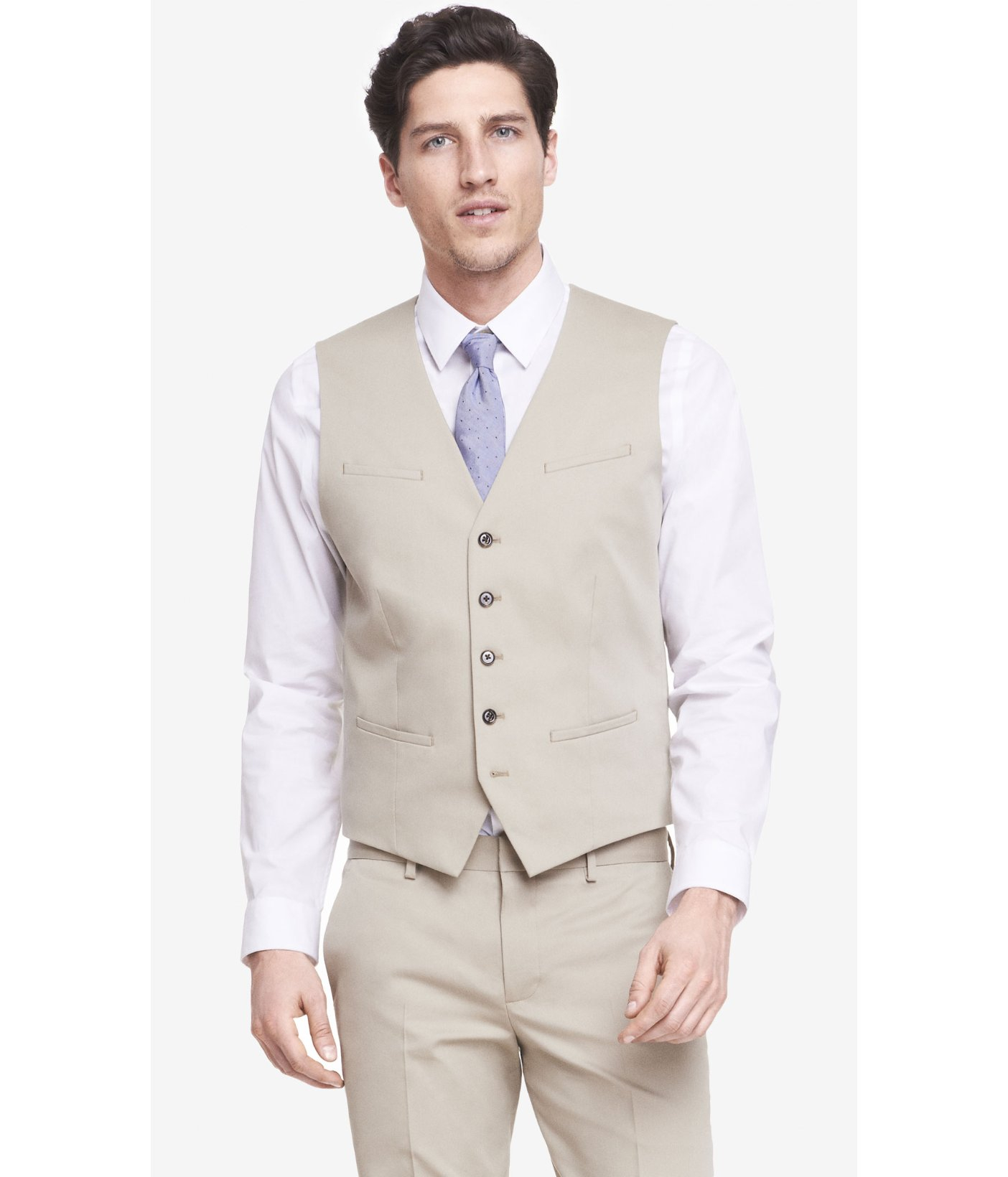 Lyst - Express Extra Slim Innovator Cotton Sateen Suit Vest in Natural ...