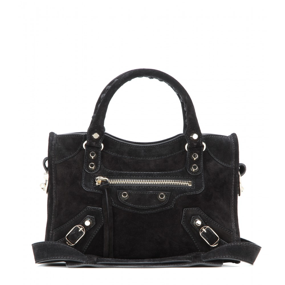Lyst Balenciaga Classic Mini City Suede Shoulder Bag In Black Gallery