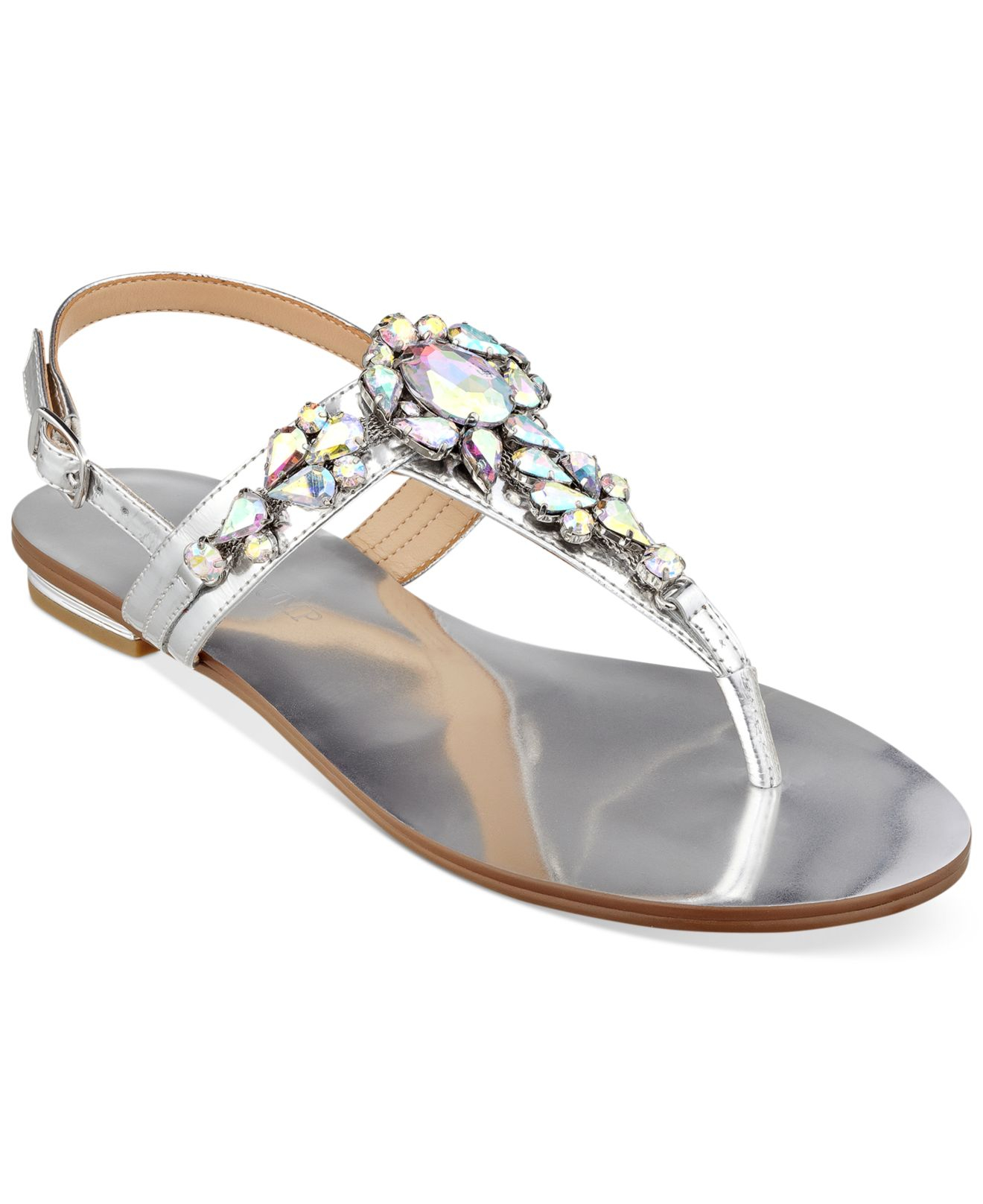 Lyst - Ivanka Trump Felix Jeweled Thong Sandals in Metallic