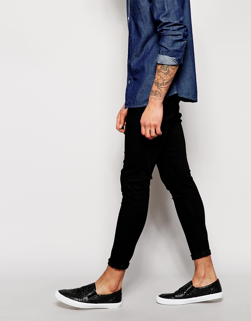 Lyst Asos Extreme Super Skinny Jeans In Cropped Length In Black In Black For Men 2537