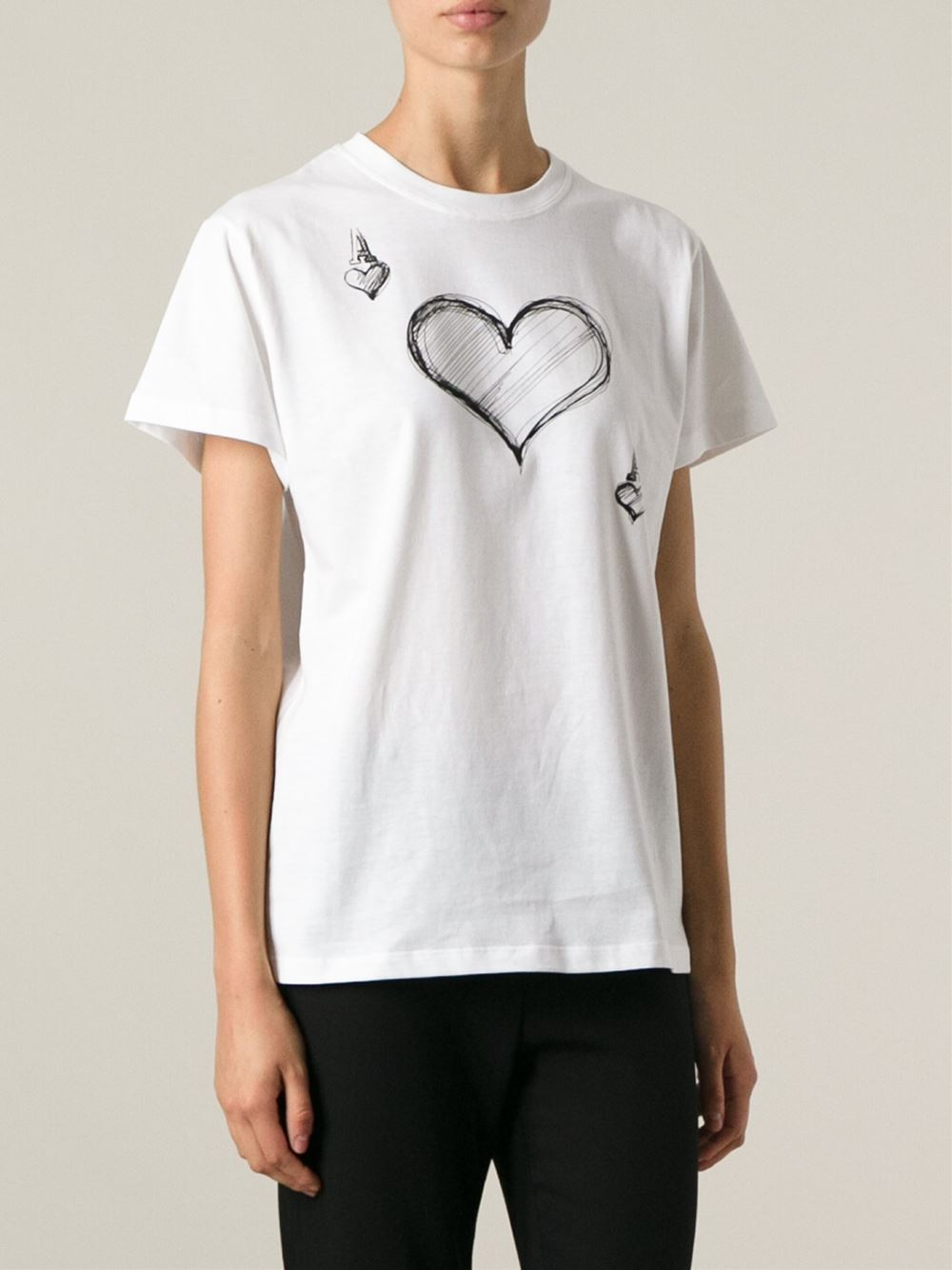 Red valentino Heart Print Tshirt in White | Lyst