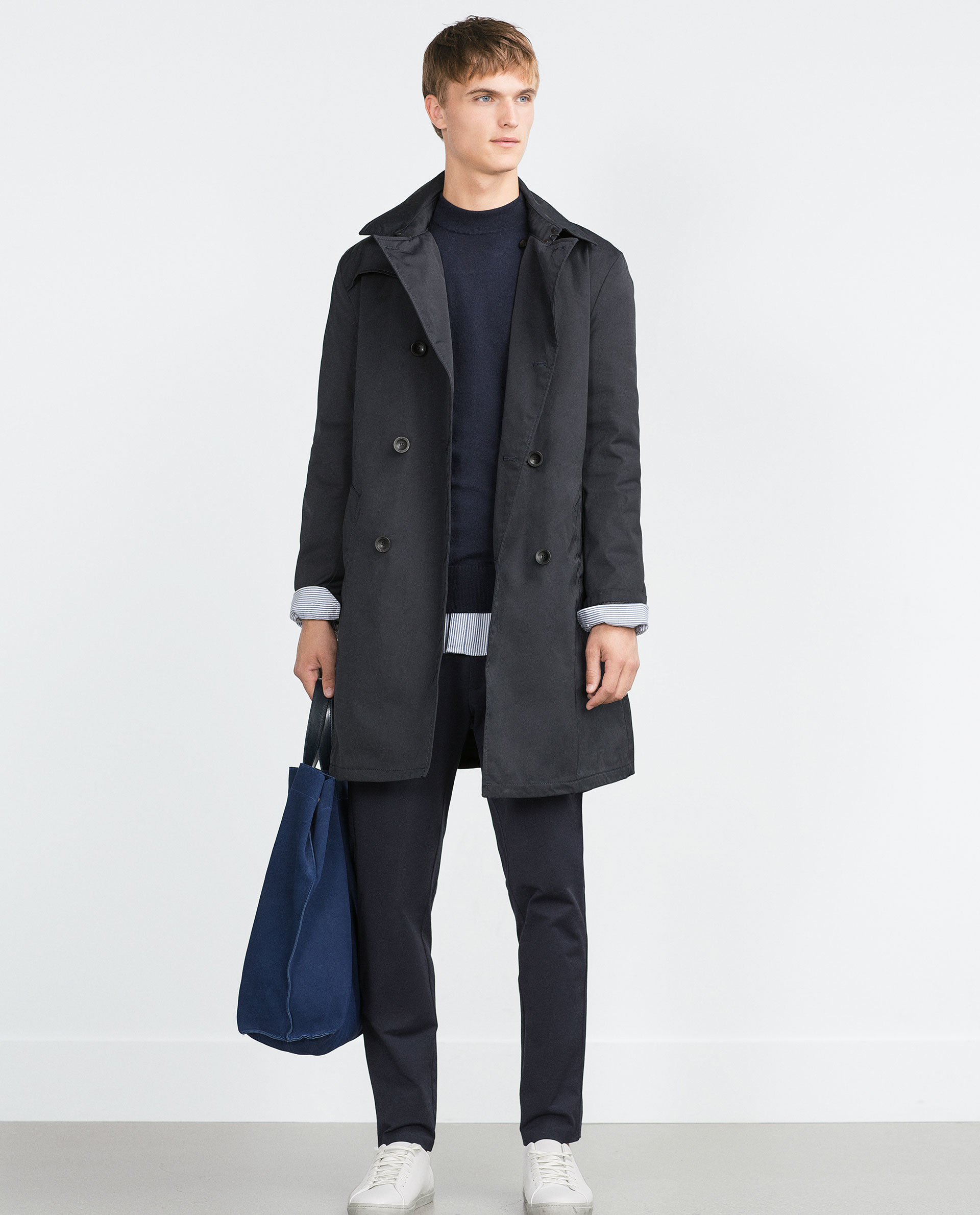 Zara Mens Trench Coat Review Tradingbasis Zara Double Ted Trench Coat In Black For Men Lyst