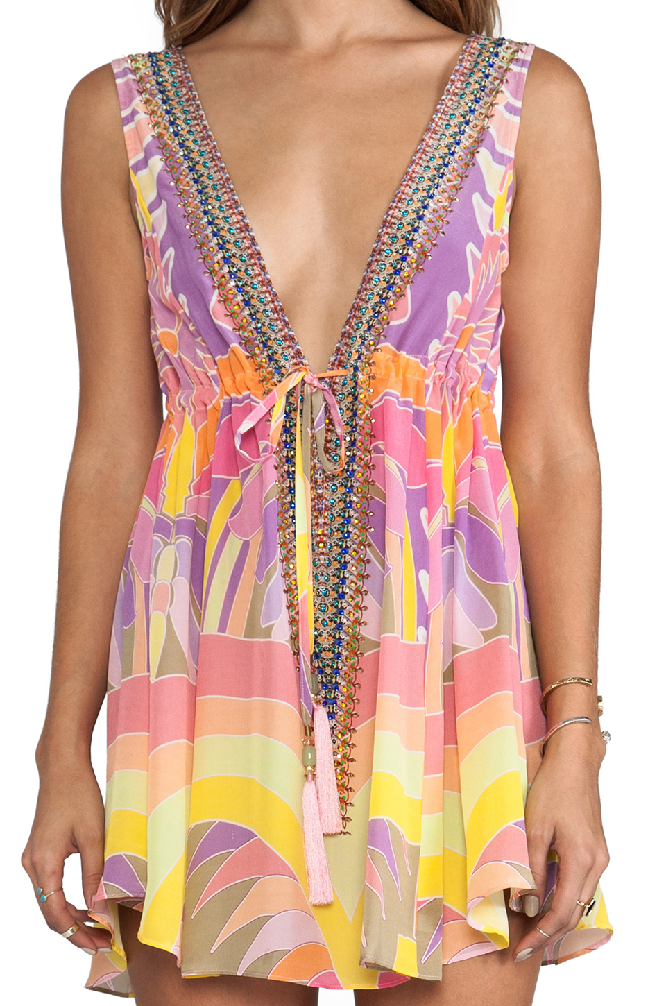 Lyst Camilla Short V Neck Drawstring Dress