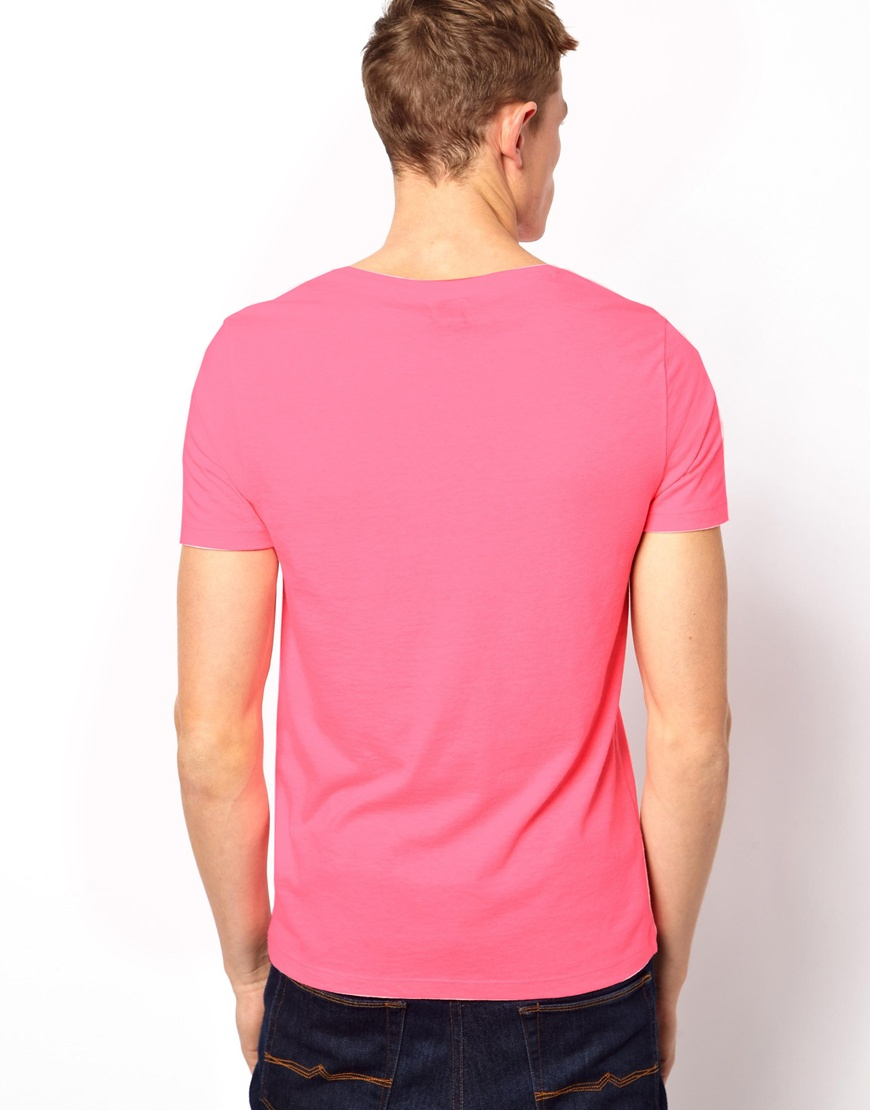 Lyst Asos Tshirt with Scoop Neck in Pink for Men
