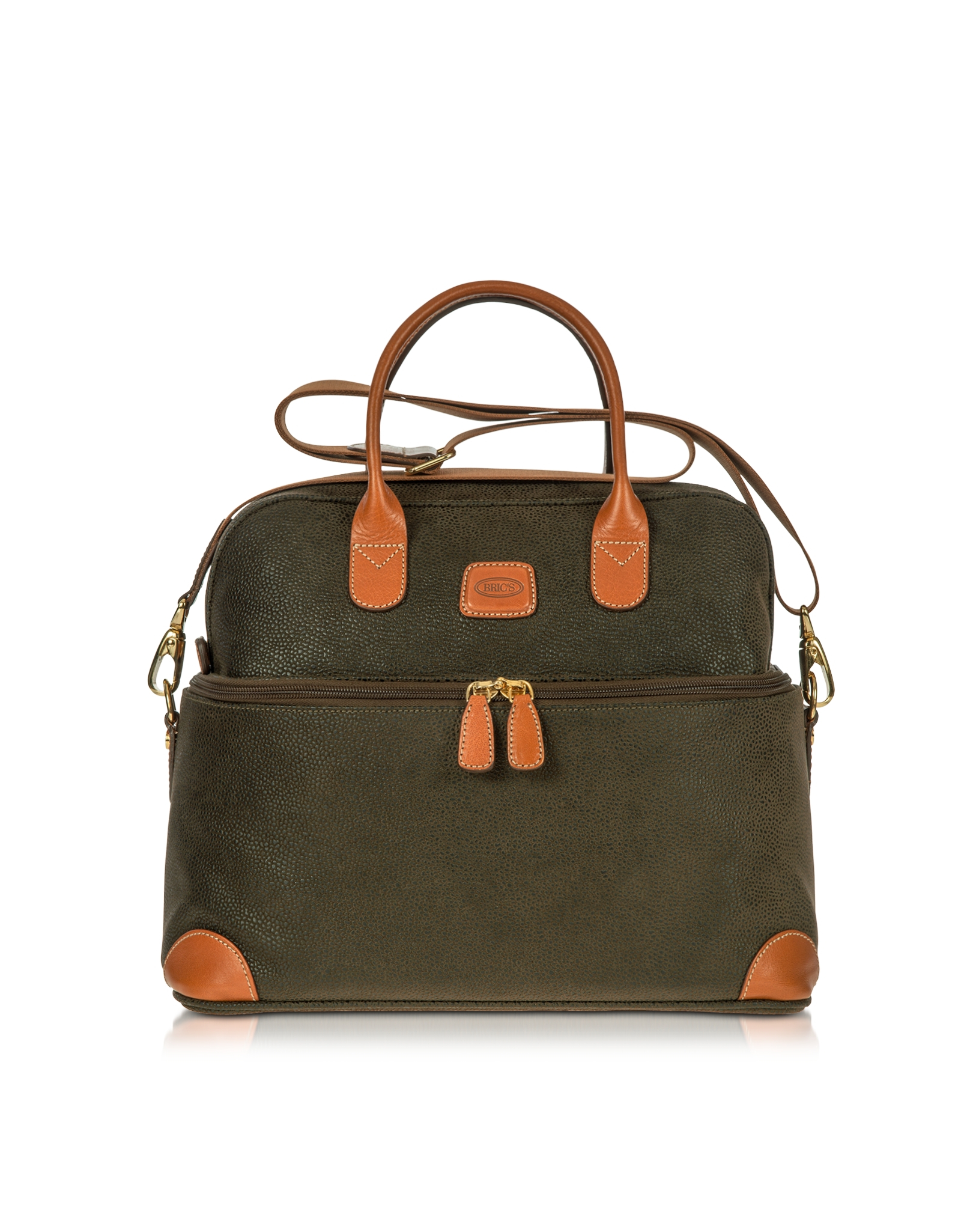 Bric's Life Olive Green Micro Suede Beauty Case Bag in Green (olive