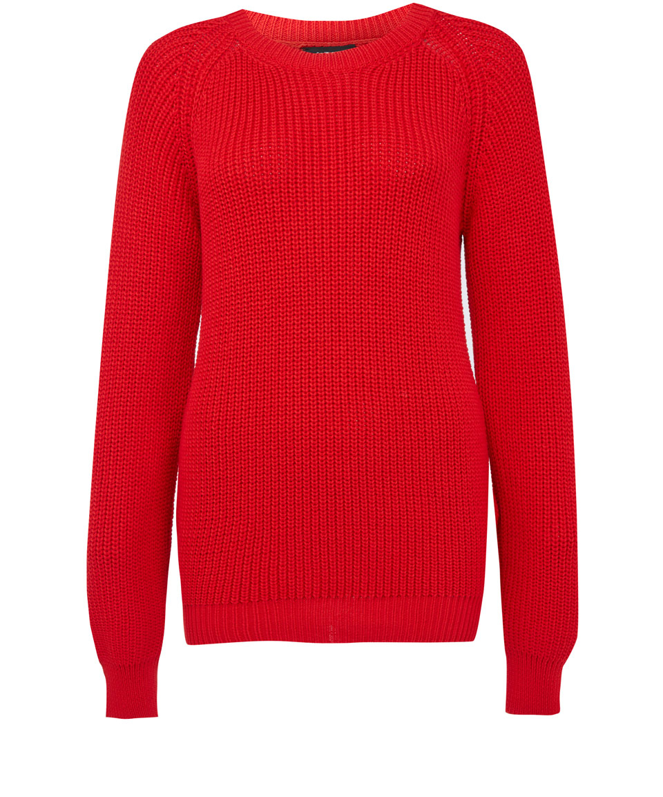 Lyst A.P.C. Red Crew Neck Chunky Knit Jumper in Red for Men