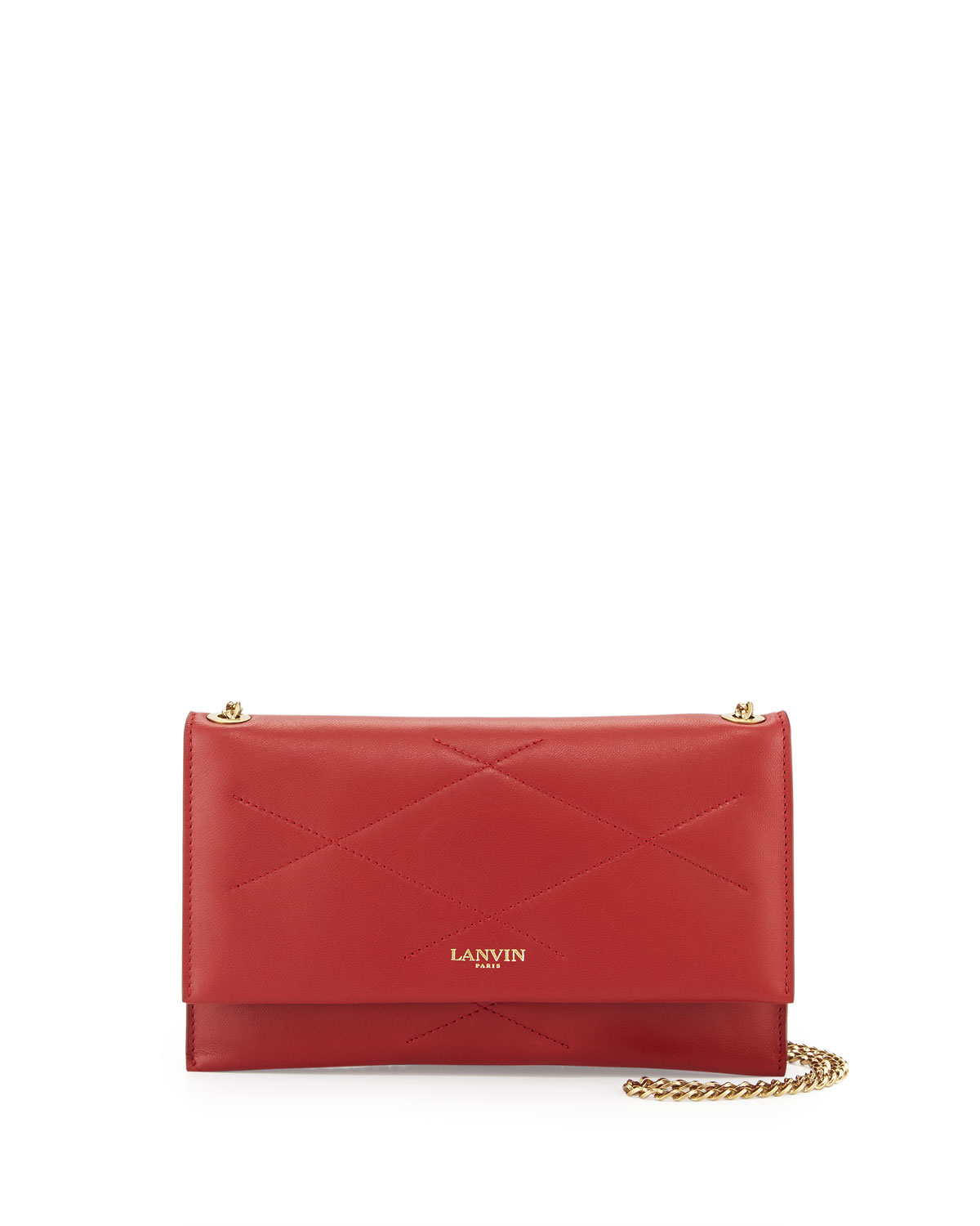 Lyst Lanvin Sugar Lambskin Wallet On Chain In Red Gallery
