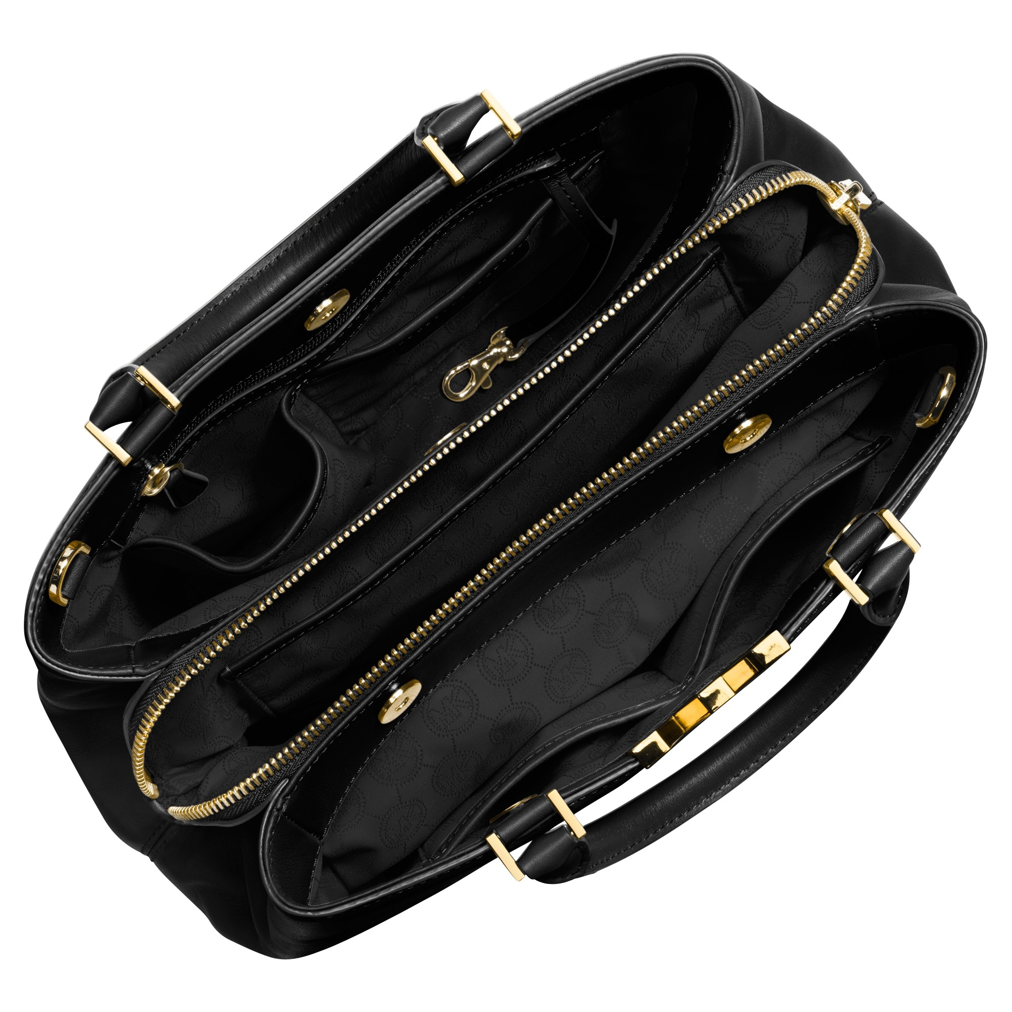 Michael Michael Kors Florence Large Leather Satchel Bag in Black - Lyst