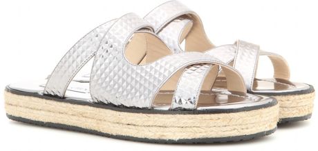jimmy choo silver flat sandals