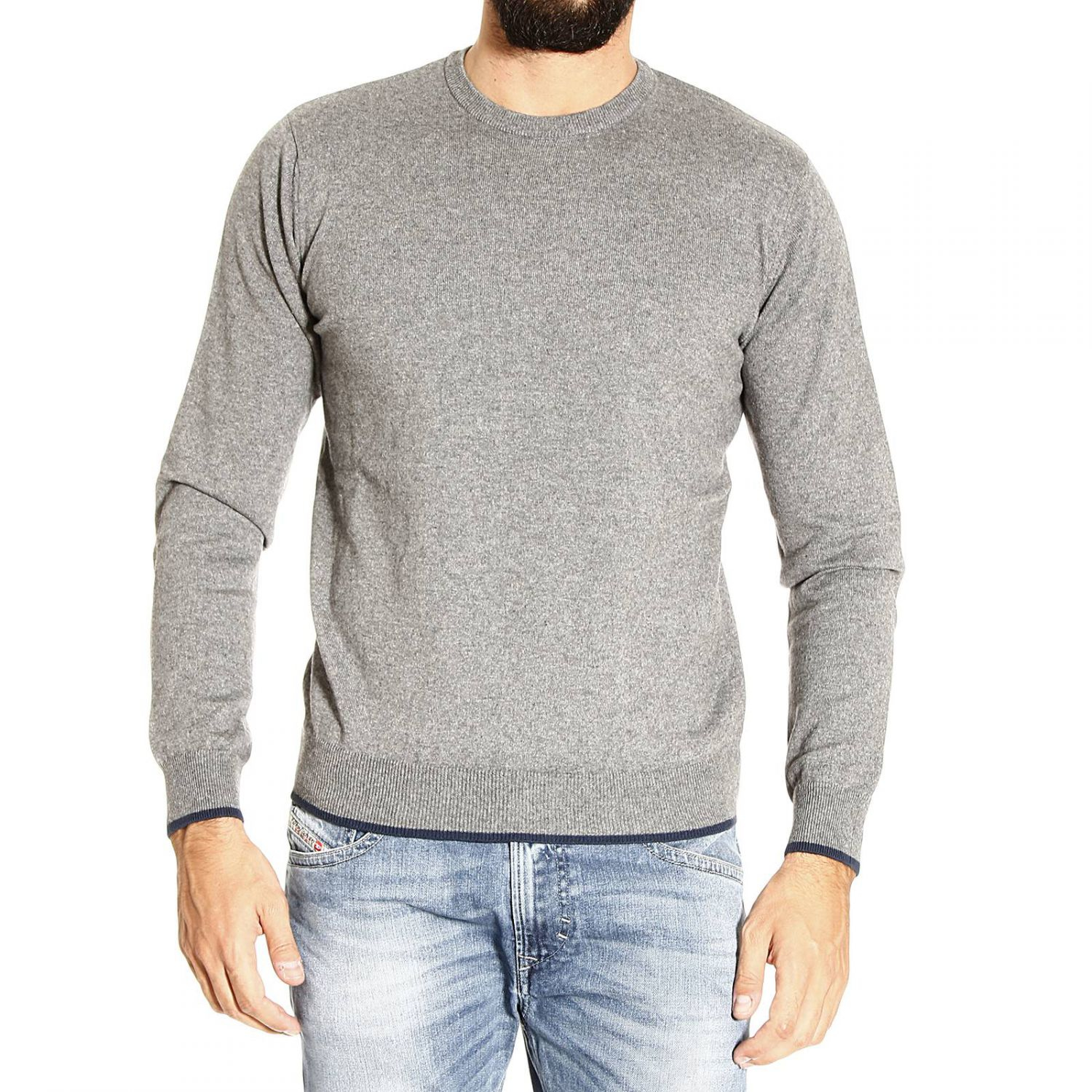 Armani Jeans Sweater Crewneck With Patches Contrast in Gray for Men ...