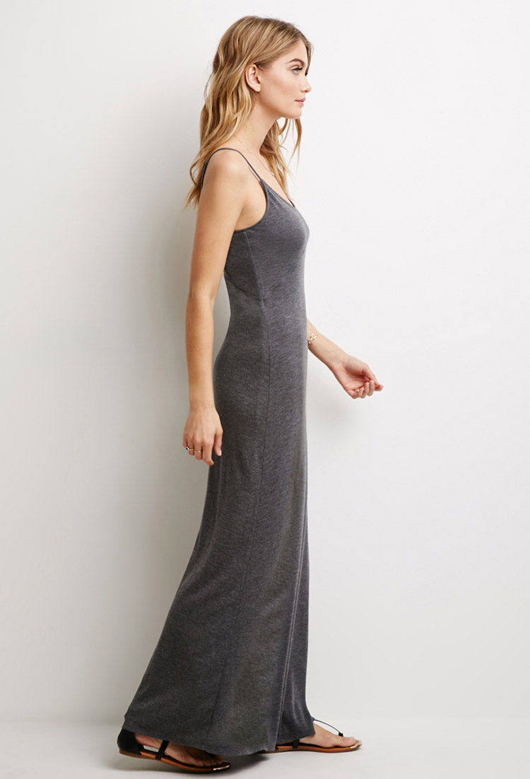 Lyst - Forever 21 Contemporary Side-slit Maxi Dress in Gray