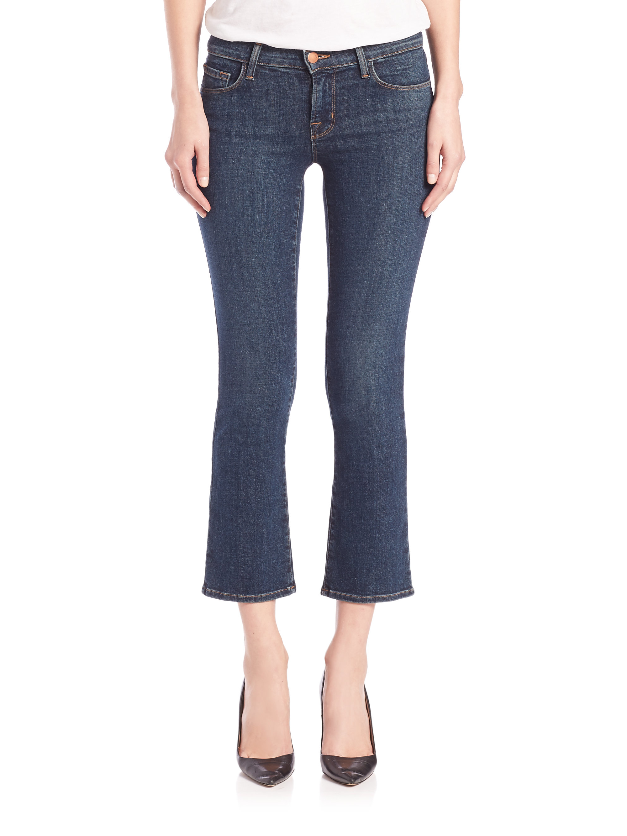 J Brand Selena Mid-rise Cropped Bootcut Jeans in Blue - Lyst