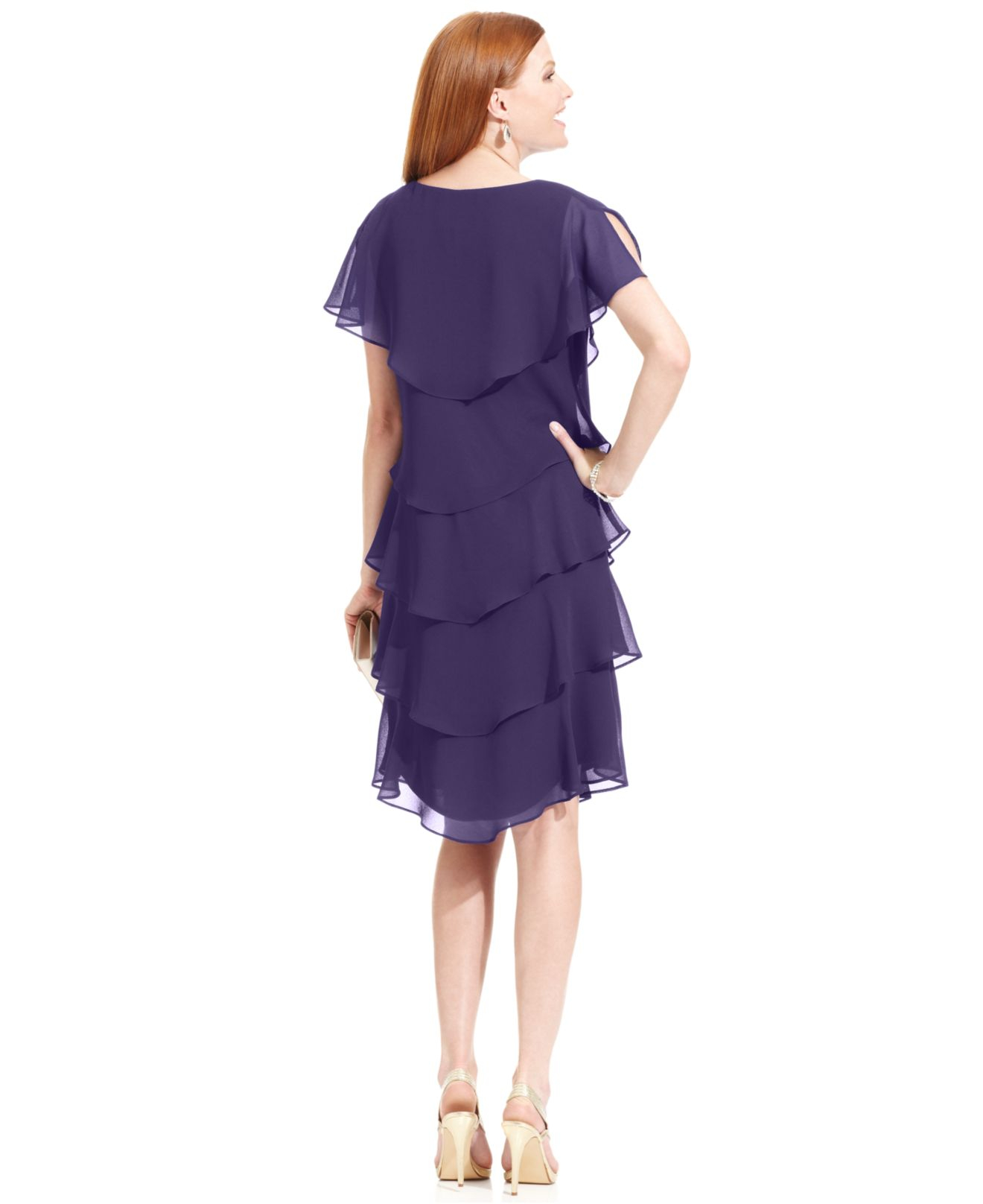 Lyst - Patra Short-sleeve Tiered Dress in Purple