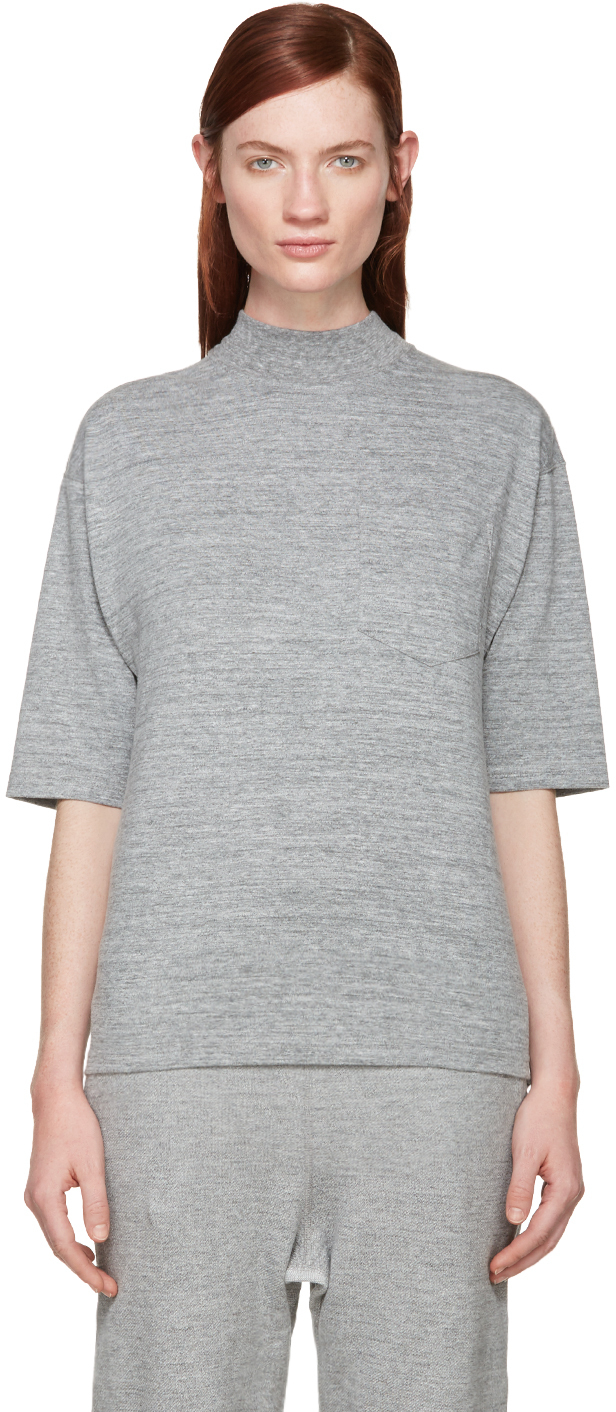 Lyst - Hyke Grey Mock Neck T-shirt in Gray