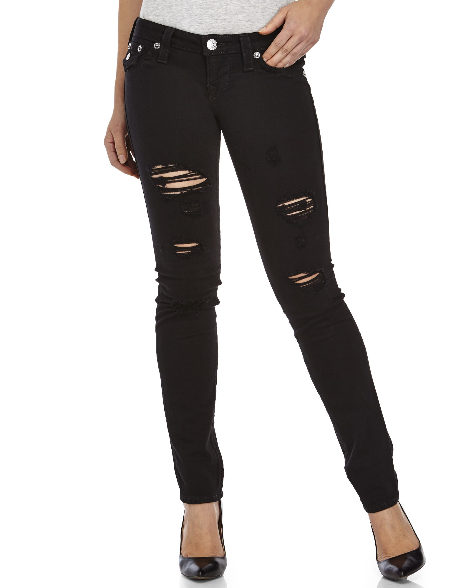 True Religion Ripped N Torn Skinny Jeans In Black Lyst