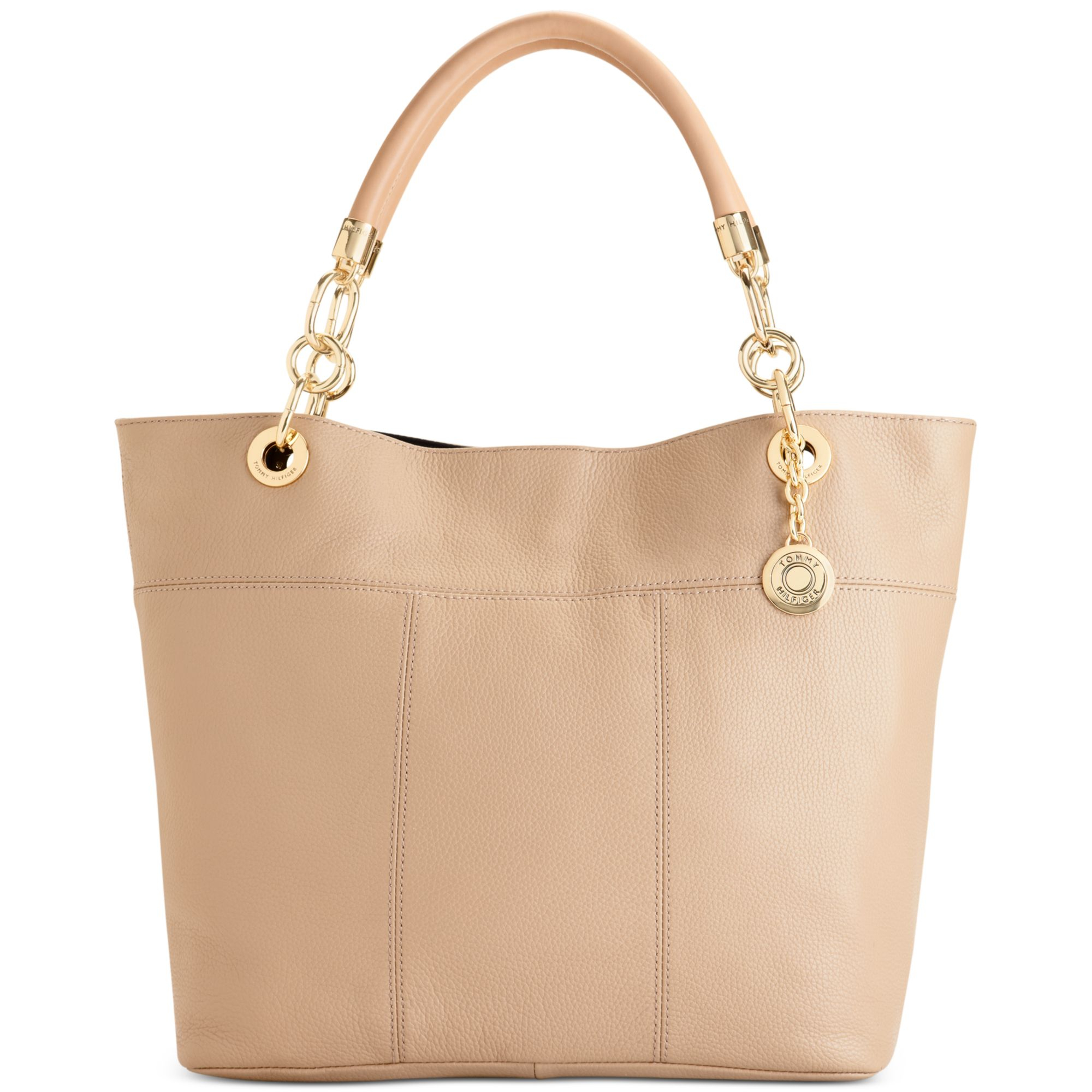 Lyst Tommy Hilfiger Th Signature Large Leather Tote in Natural