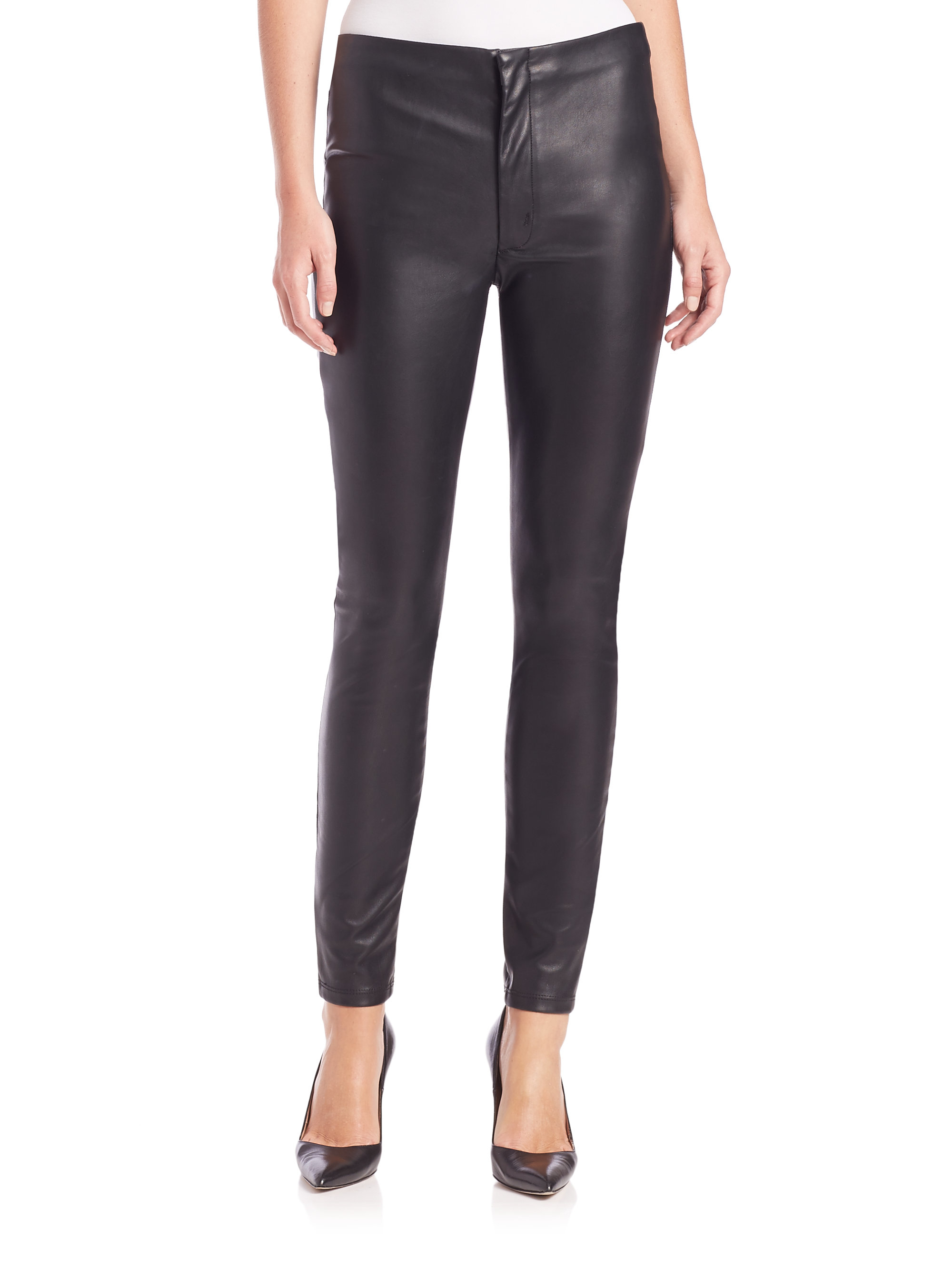 black leather skinny jeans