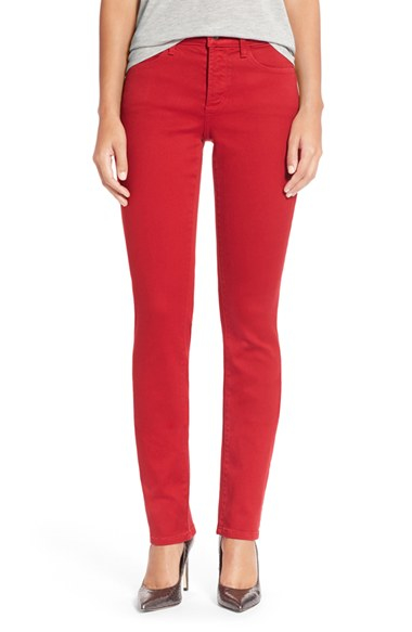Nydj 'samantha' Colored Stretch Slim Straight Leg Jeans in Red ...