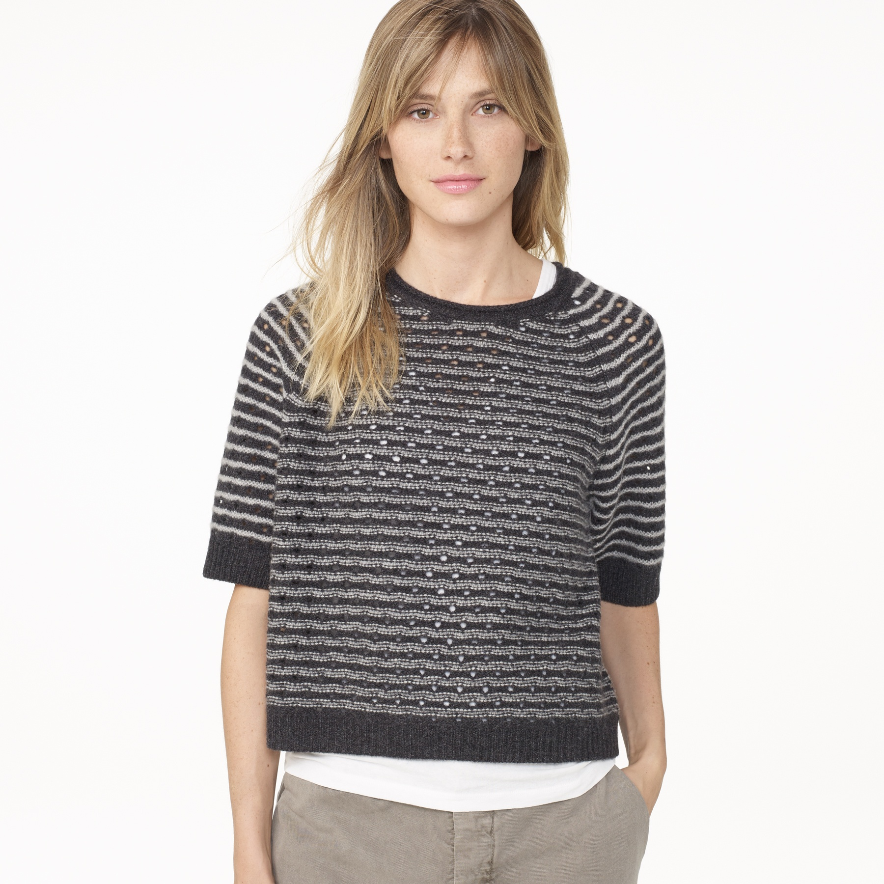 James perse Cashmere Cropped Sweater in Gray | Lyst