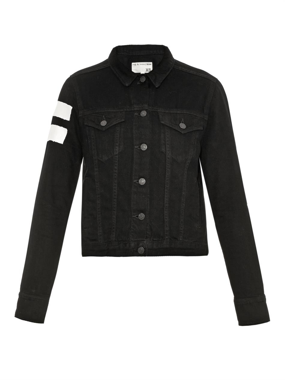 Lyst - Rag & Bone Jean Shoulder-Stripe Denim Jacket in Black