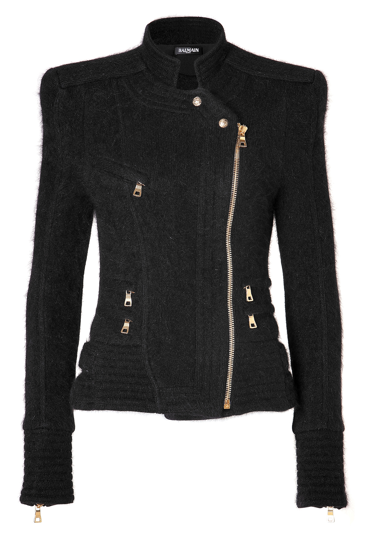 Lyst Balmain Structural Knit Jacket In Black in Black