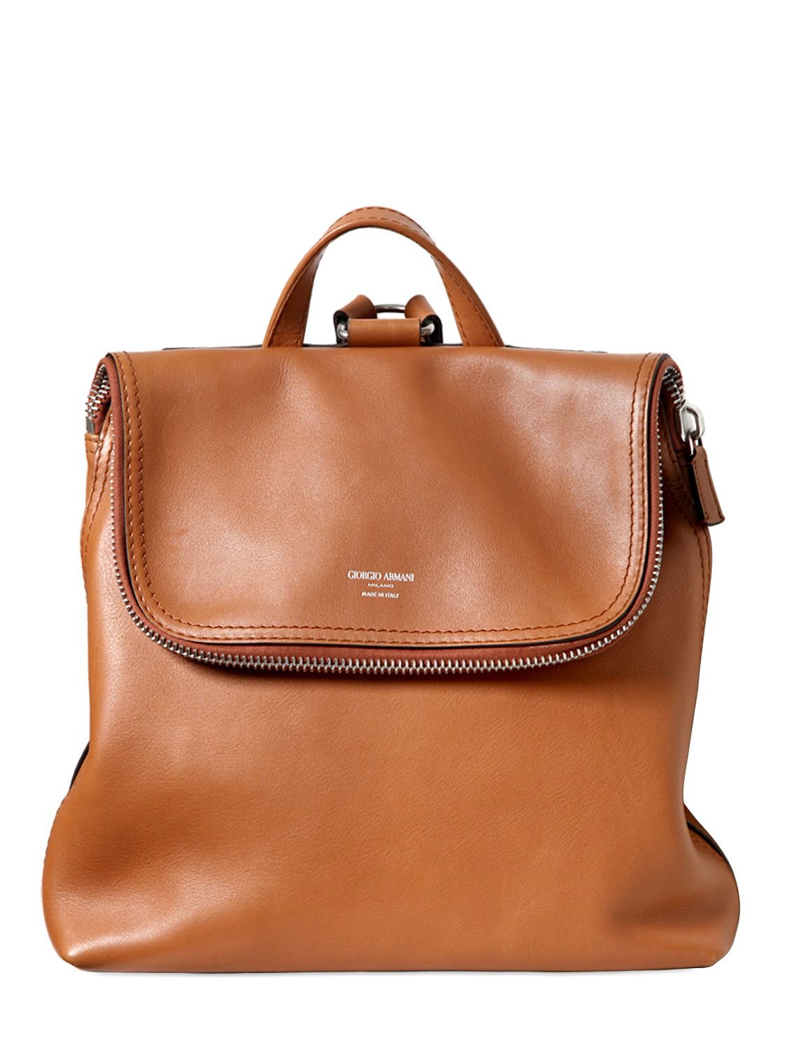 Giorgio Armani Leather Backpack in Brown for Men - Lyst