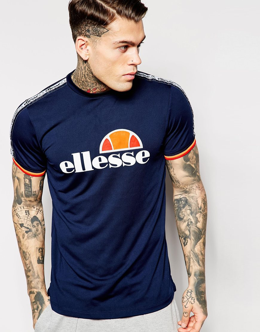 Ellesse T-Shirt With Shoulder Taping in Blue for Men | Lyst