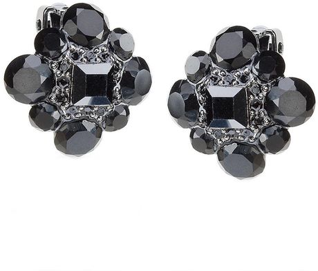 Carolee Jet Crystal Cluster Earrings in Black | Lyst