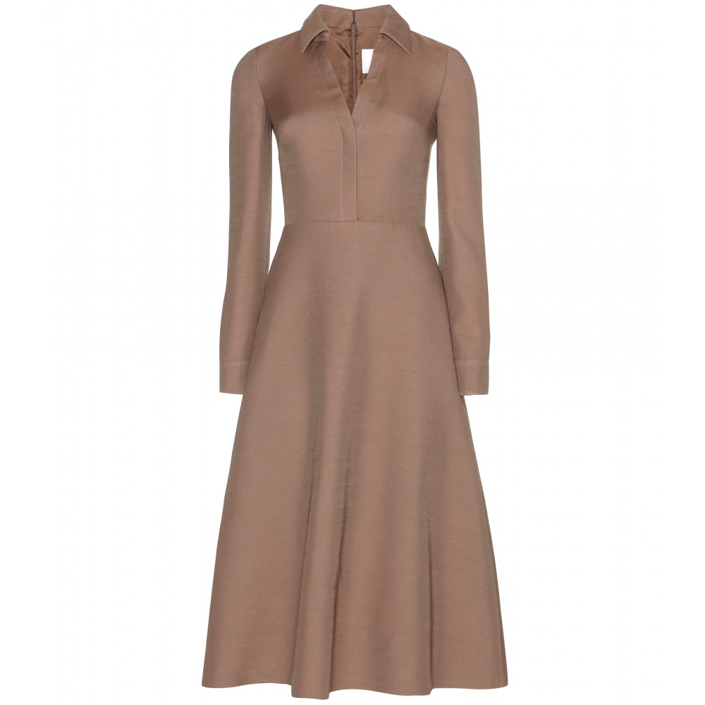 valentino wool and silk blend dress in brown lyst valentino wool and silk blend dress in brown lyst