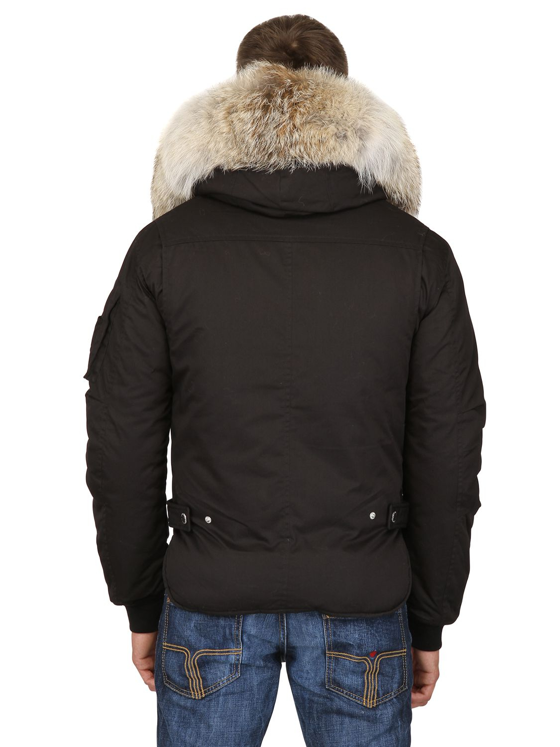 Dsquared² Nylon Canvas Down Jacket W Fur Collar in Black for Men | Lyst