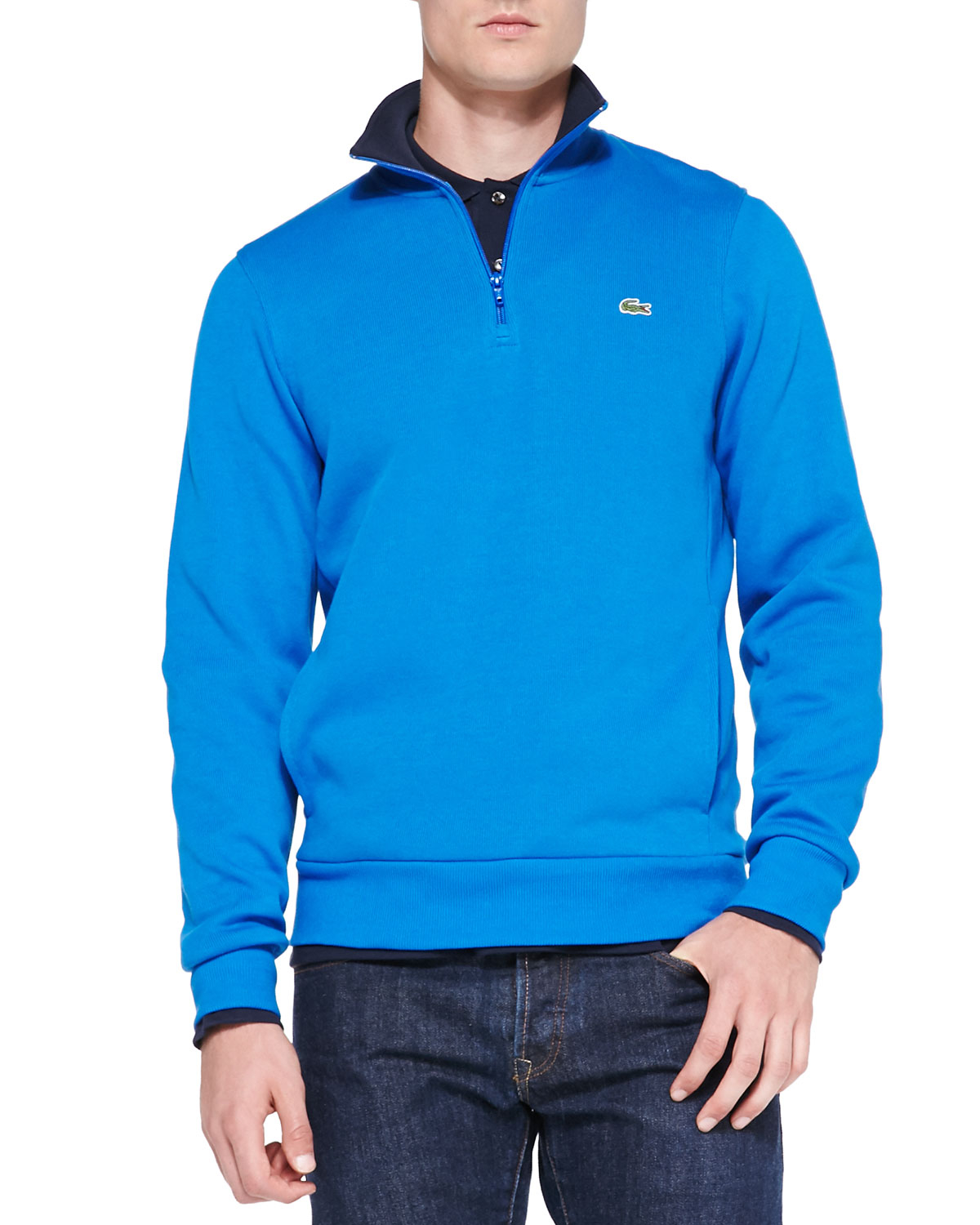 Lacoste Half-Zip Pullover Sweatshirt in Blue for Men | Lyst