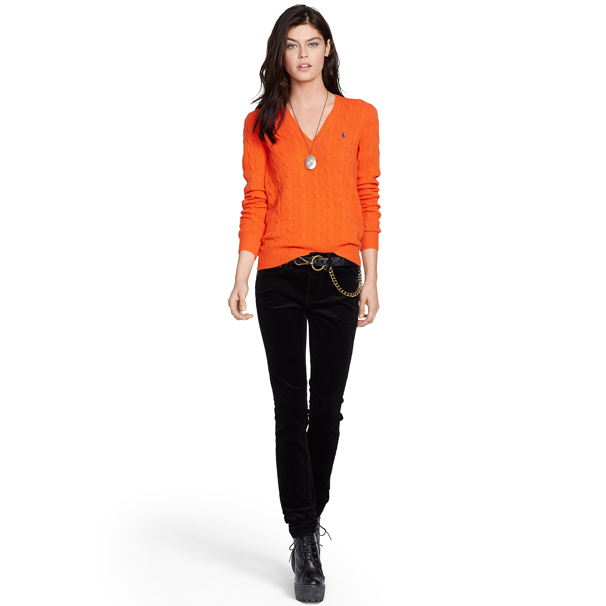 orange polo v neck