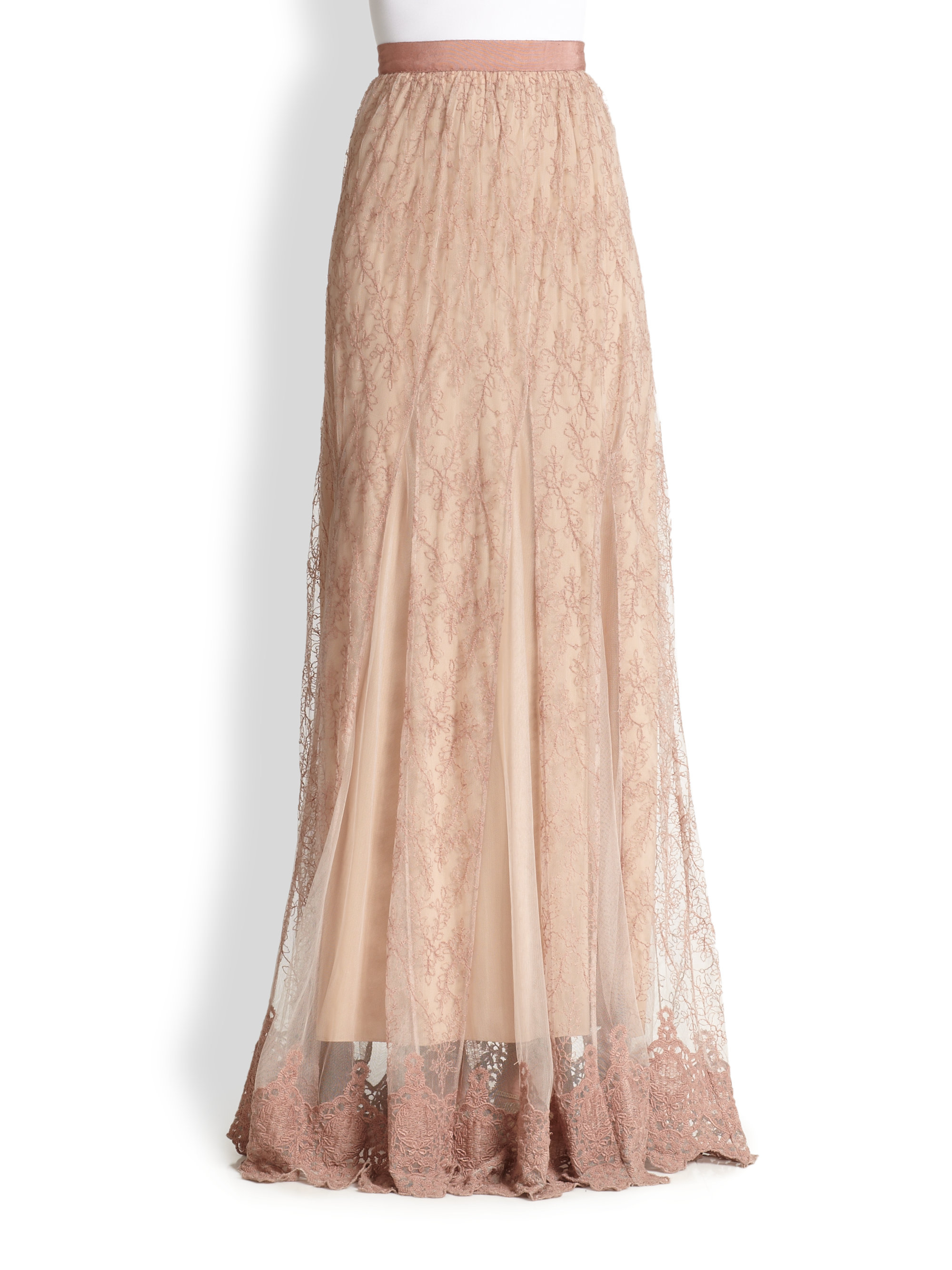 Lyst - Alice + Olivia Louie Emboidered Lace Maxi Skirt in Pink